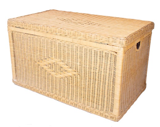 Vintage Wicker Trunk With Wooden Frame And Lid For Sale At 1stdibs