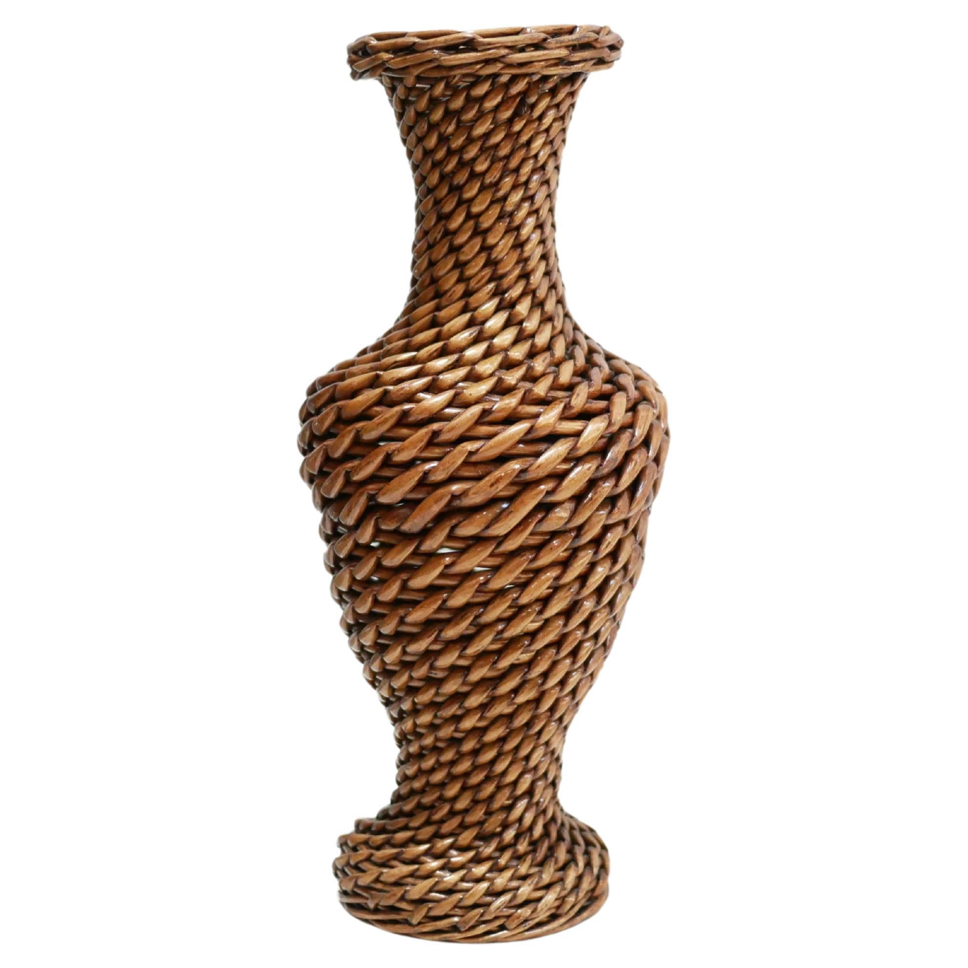 Vintage wicker vase For Sale at 1stDibs