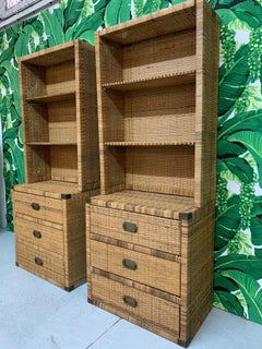 Vintage Wicker Wall Unit Bookshelves and Cabinets