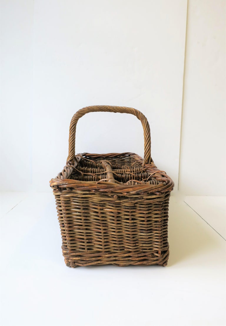 Vintage Wicker Wine Bottle Holder Basket at 1stDibs