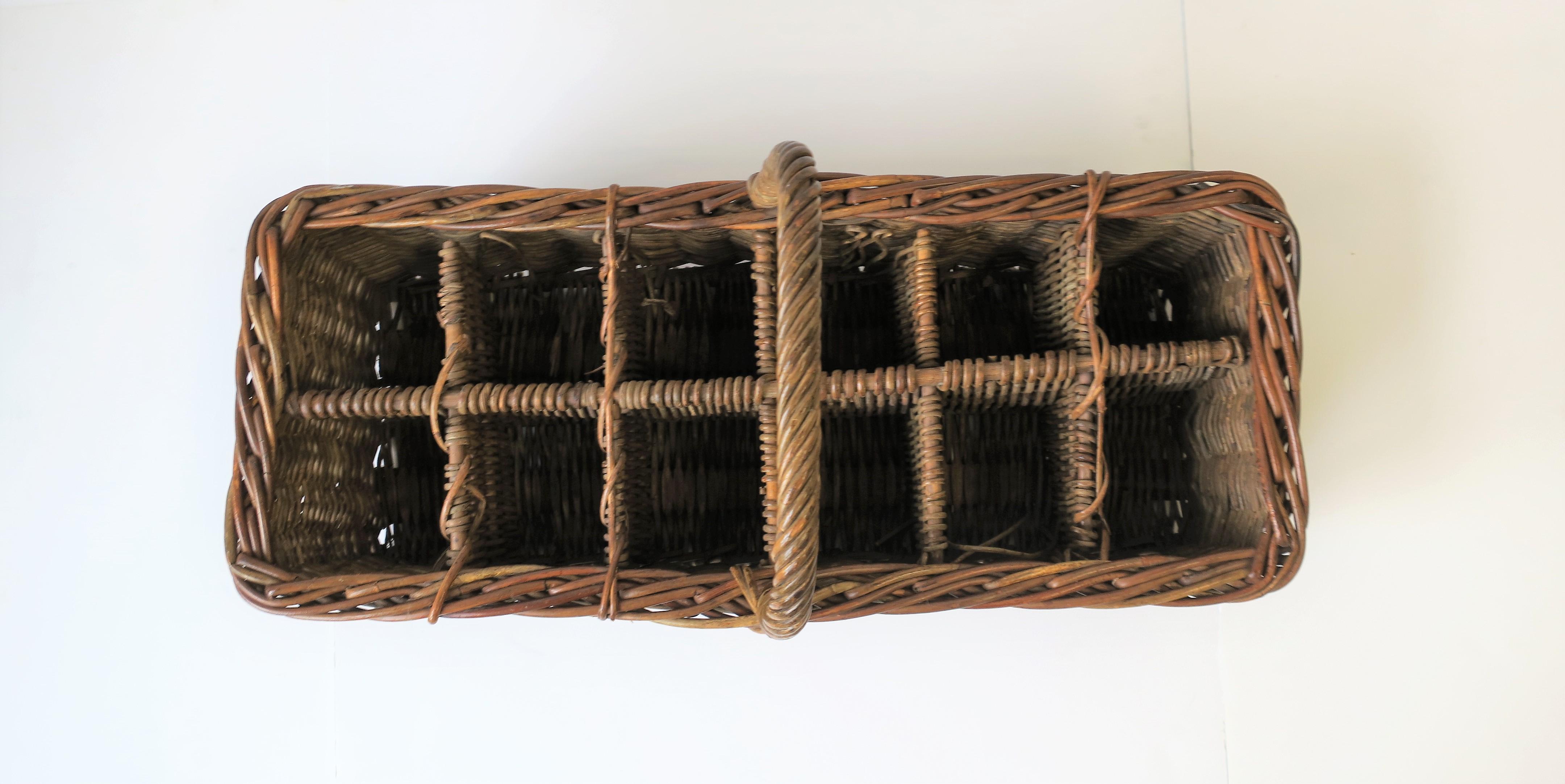 Vintage Wicker Wine Bottle Holder Basket 1