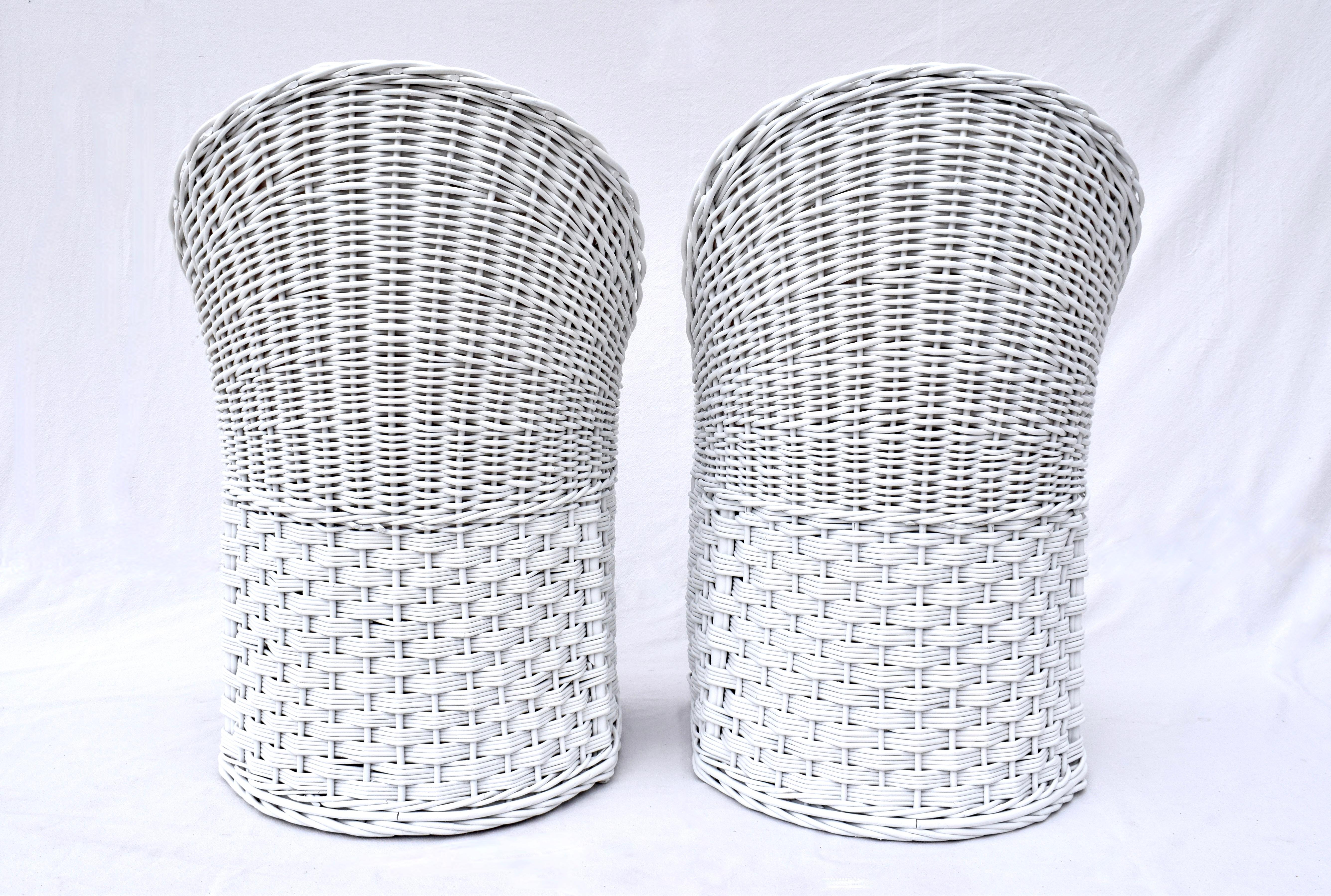 Sillas vintage de ratán trenzado Wicker Works Tapicería