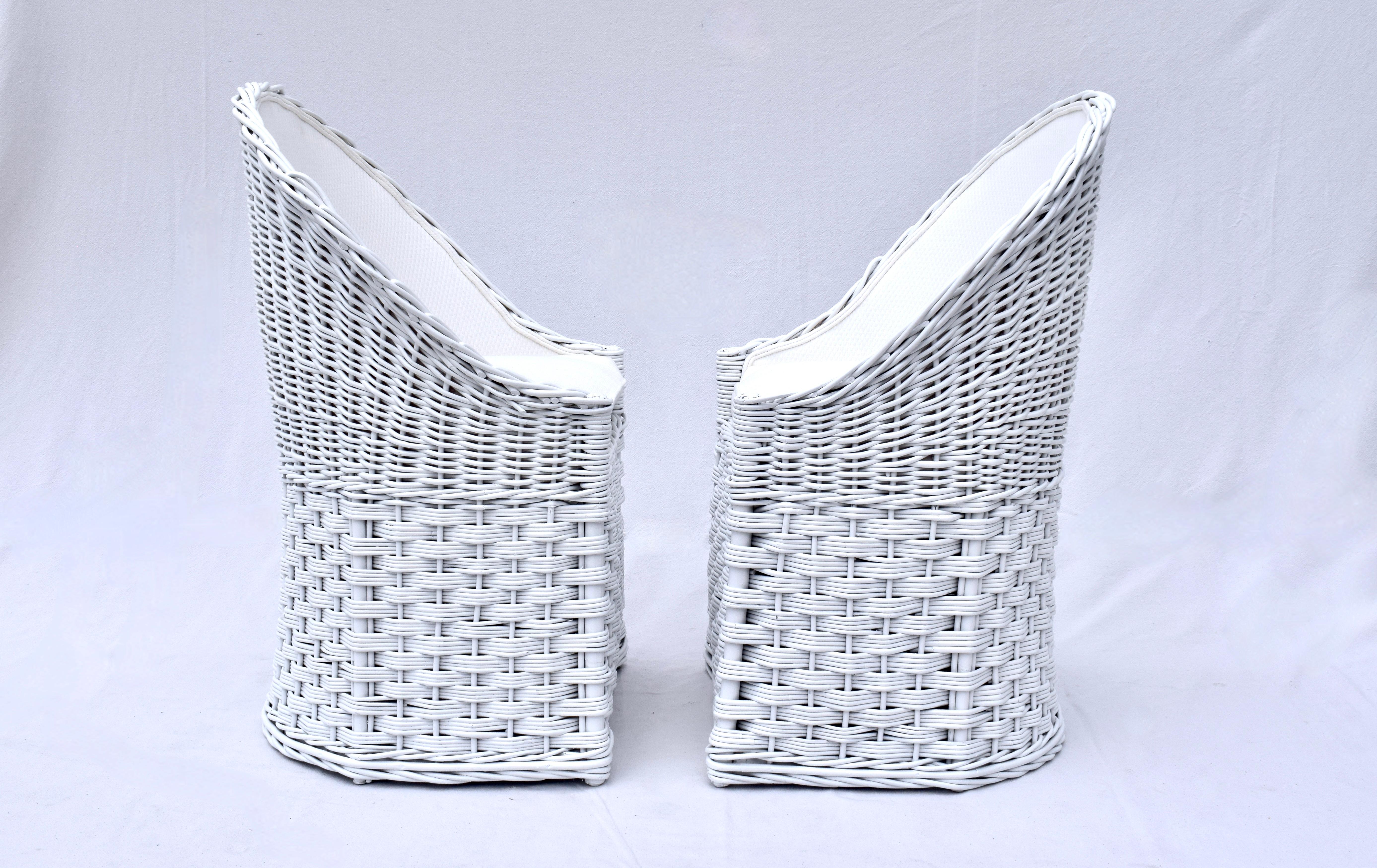 Sillas vintage de ratán trenzado Wicker Works 1