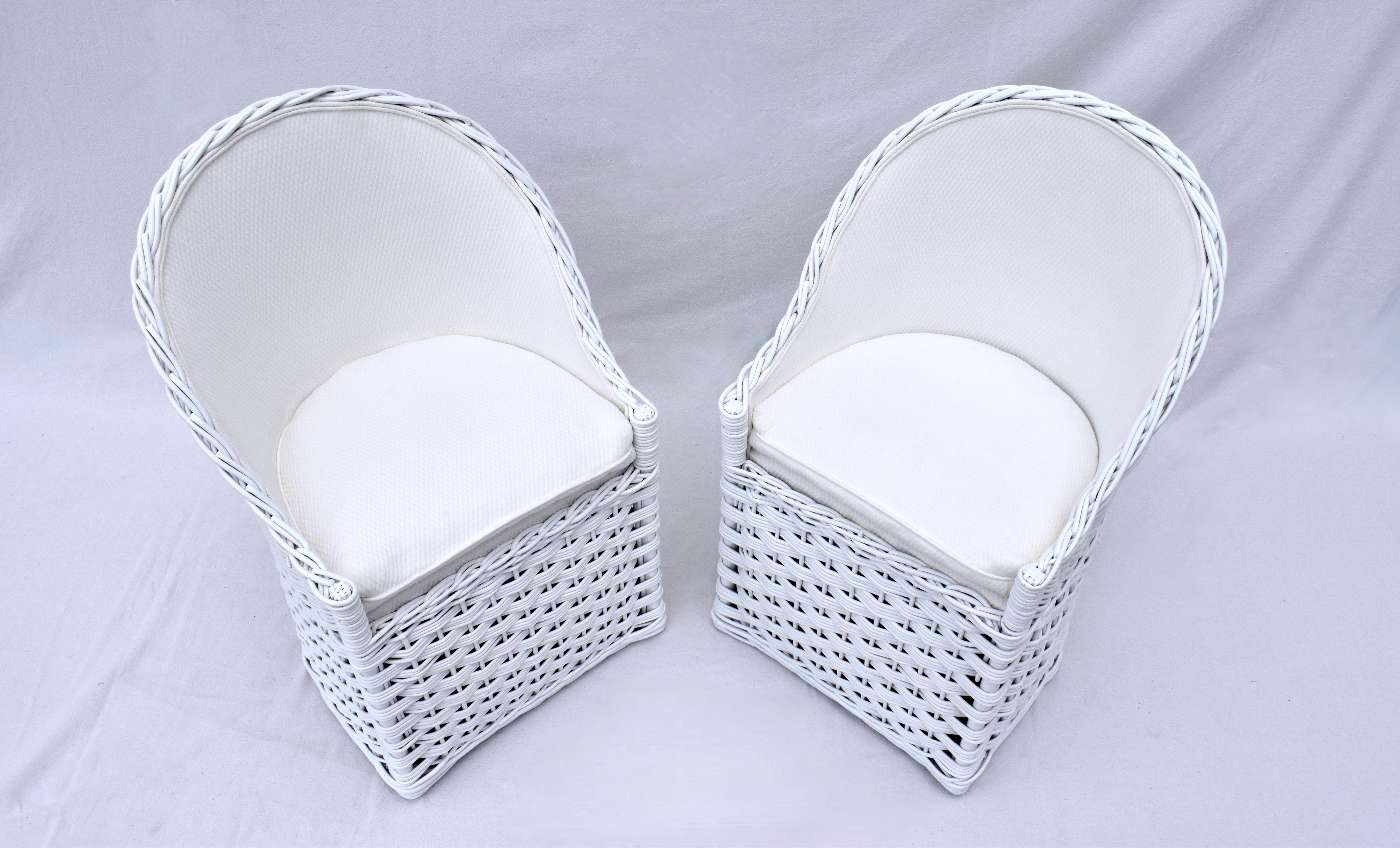 Sillas vintage de ratán trenzado Wicker Works 2