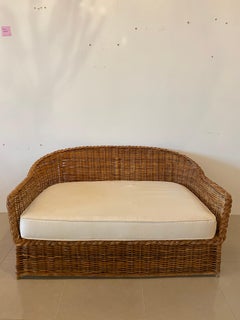 Vintage Wicker Works Braided Woven Wicker Rattan Loveseat Settee