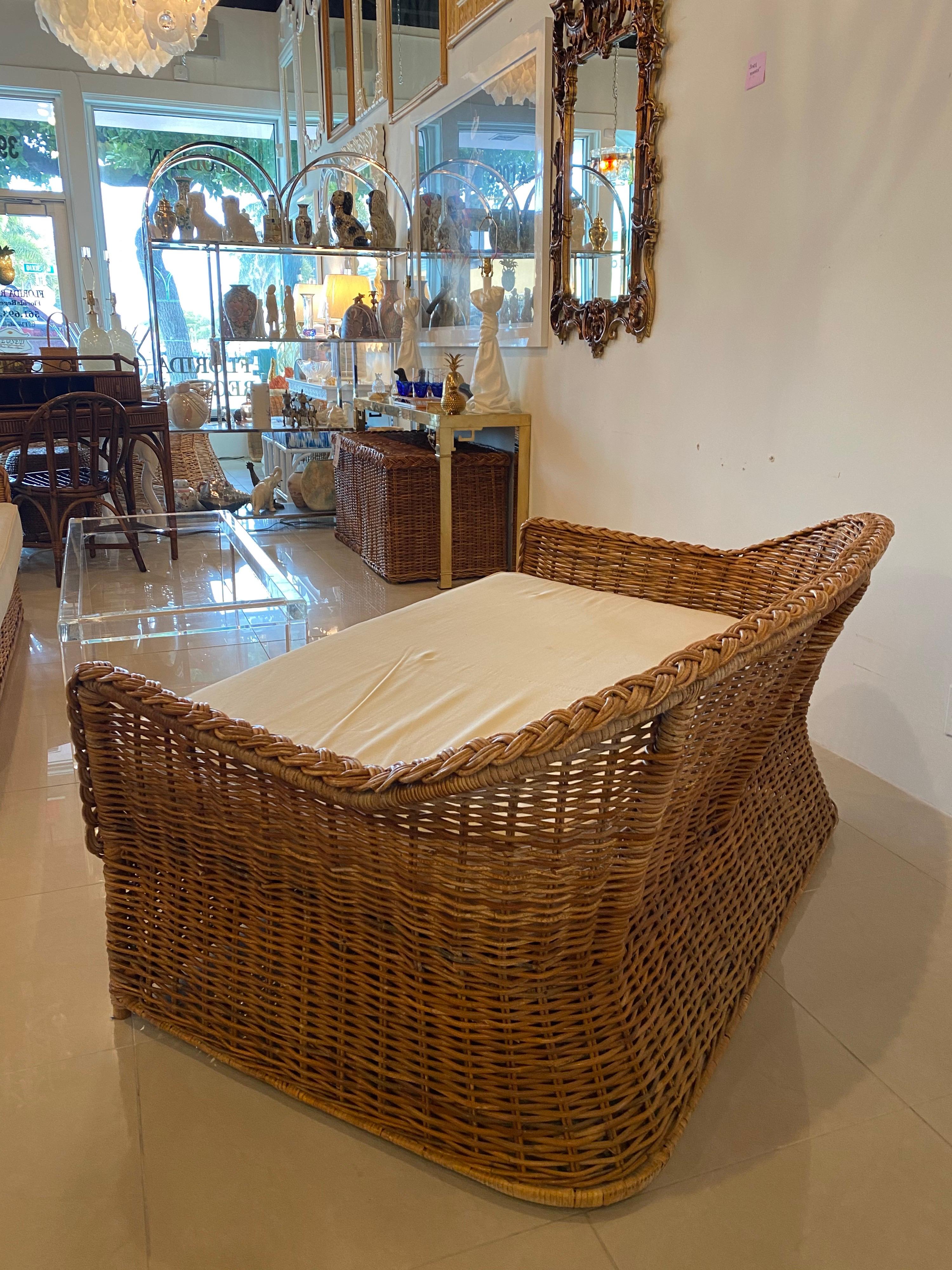 wicker loveseat vintage