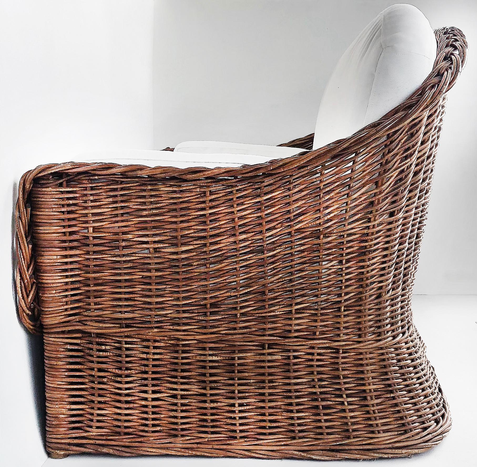 North American Wicker Works Link Newly Upholstered Sofa Settee