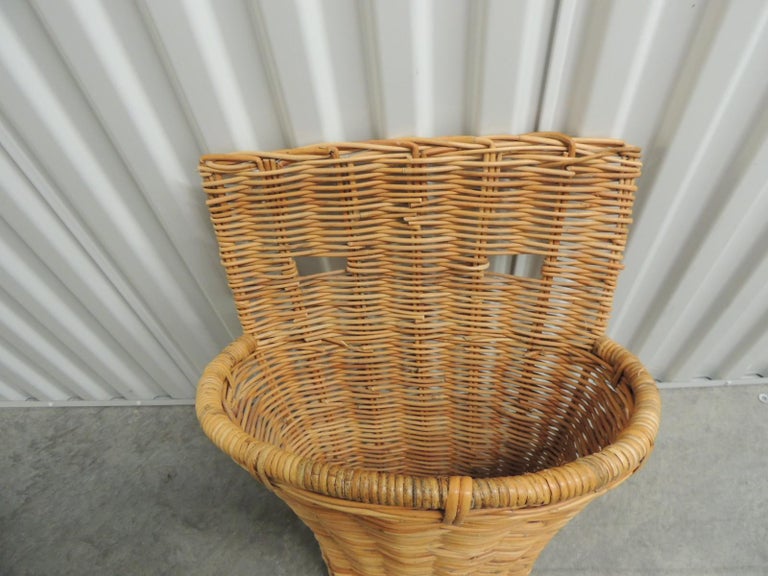 Vintage Wicker Woven Wall Basket or Umbrella Stand at 1stDibs