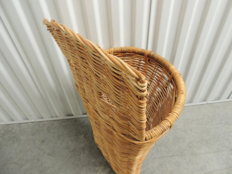 Vintage Wicker Woven Wall Basket or Umbrella Stand at 1stDibs