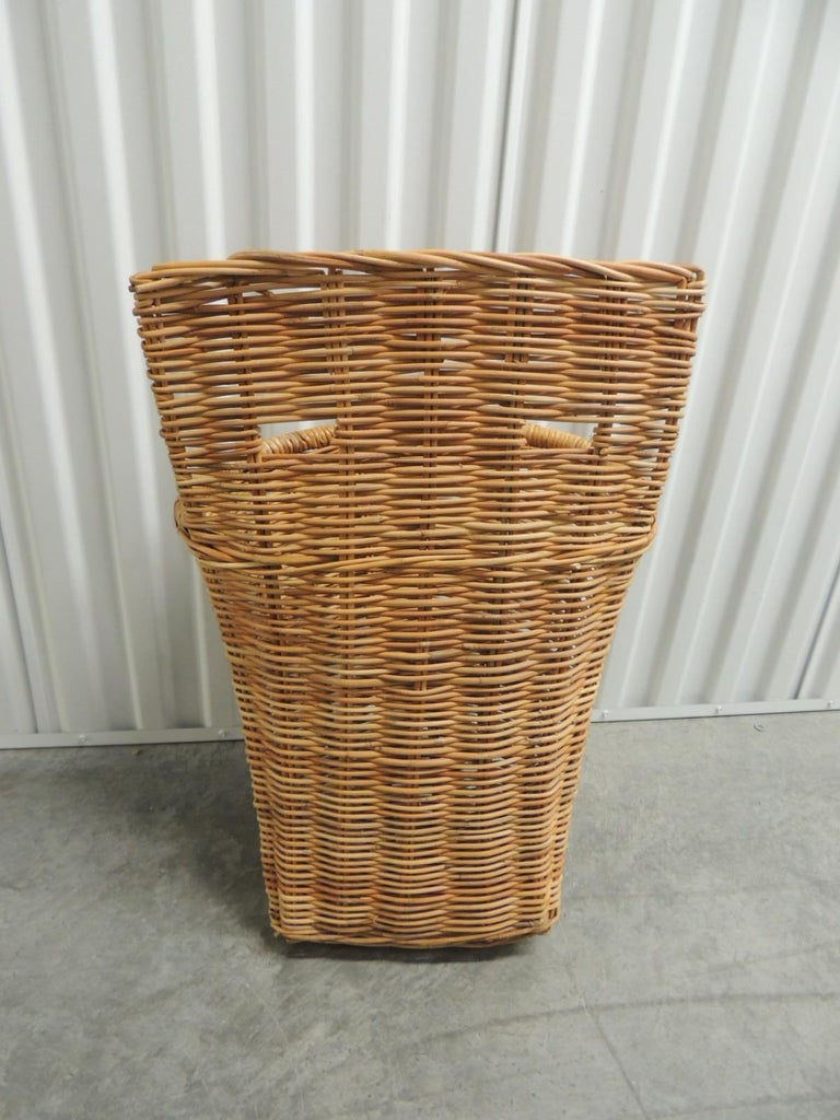 Vintage Wicker Woven Wall Basket or Umbrella Stand at 1stDibs