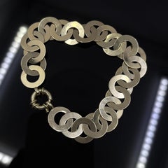 Vintage Wide Circle Link Bracelet in 14k Yellow Gold