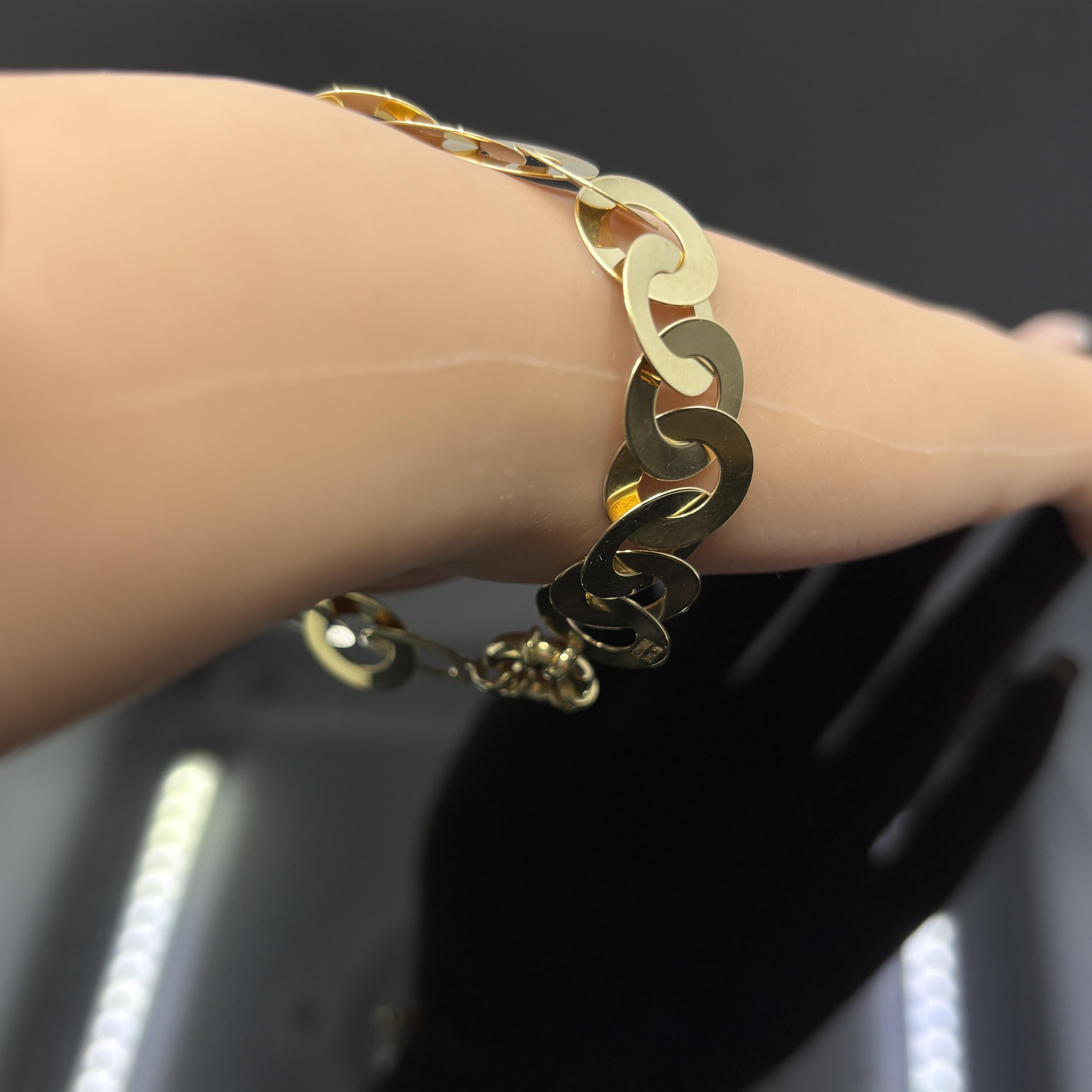 Bracelet Vintage à larges maillons circulaires en or jaune 14k en vente 3