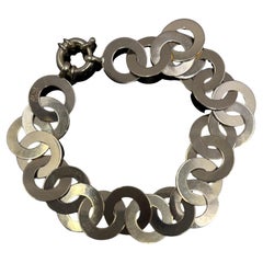Vintage Wide Circle Link Bracelet in 14k Yellow Gold