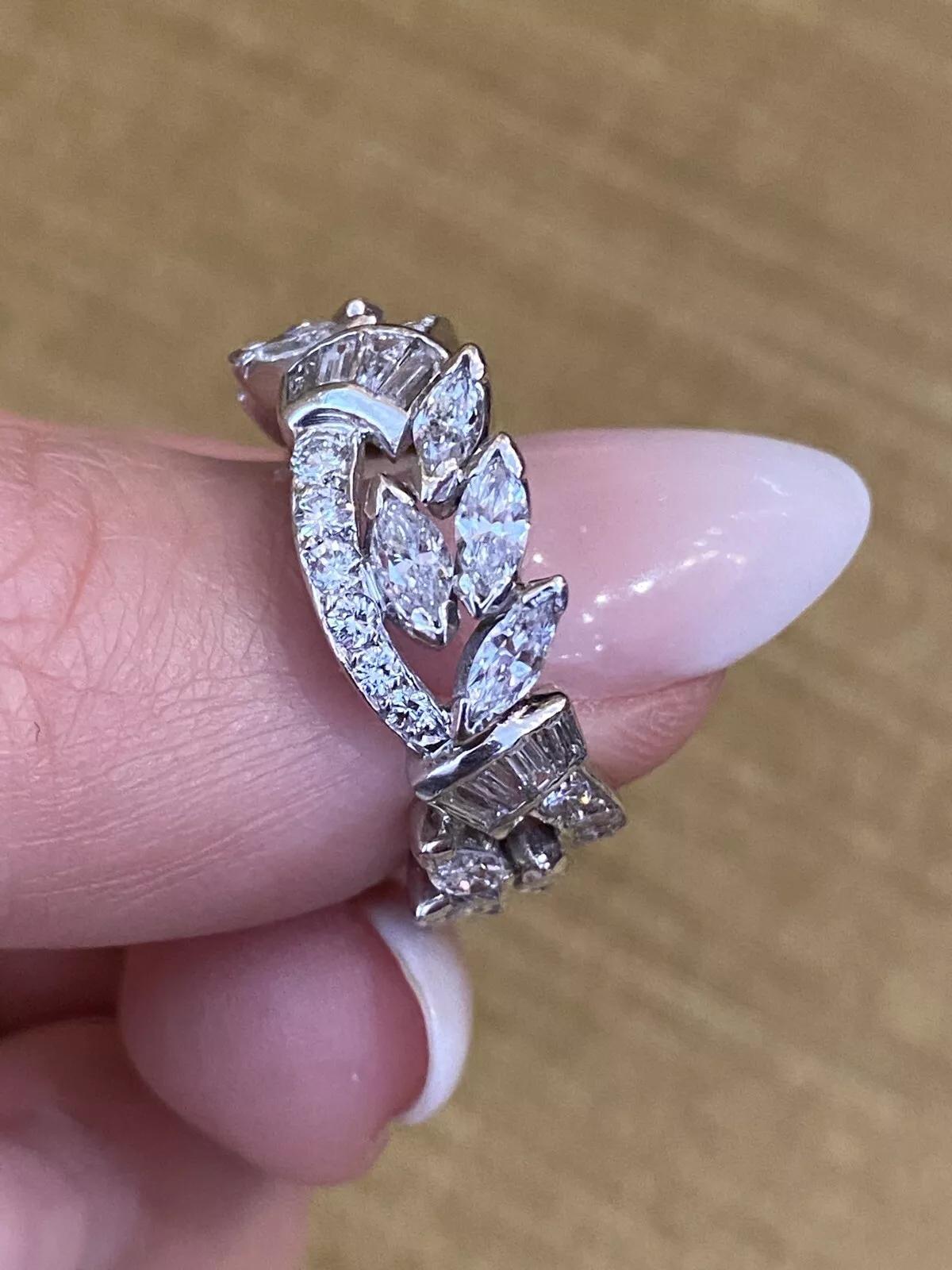 Vintage Wide Diamond Eternity Band 3.00 carat total weight in Platinum Size 6.25 In Excellent Condition For Sale In La Jolla, CA