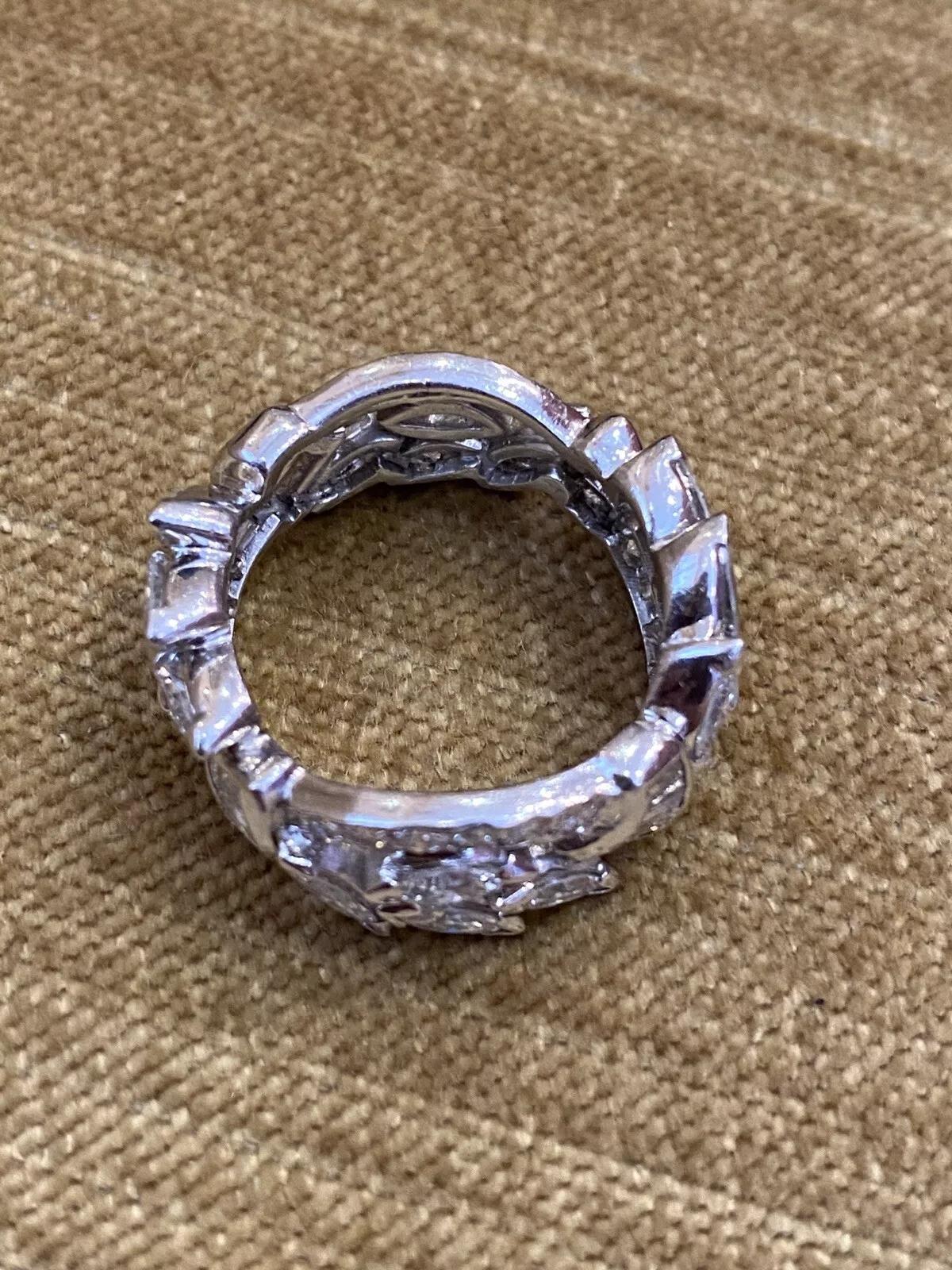 Vintage Wide Diamond Eternity Band 3.00 carat total weight in Platinum Size 6.25 For Sale 1