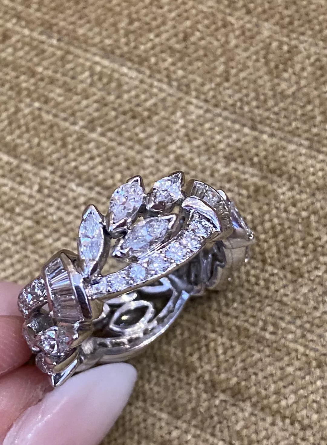 Vintage Wide Diamond Eternity Band 3.00 carat total weight in Platinum Size 6.25 For Sale 2