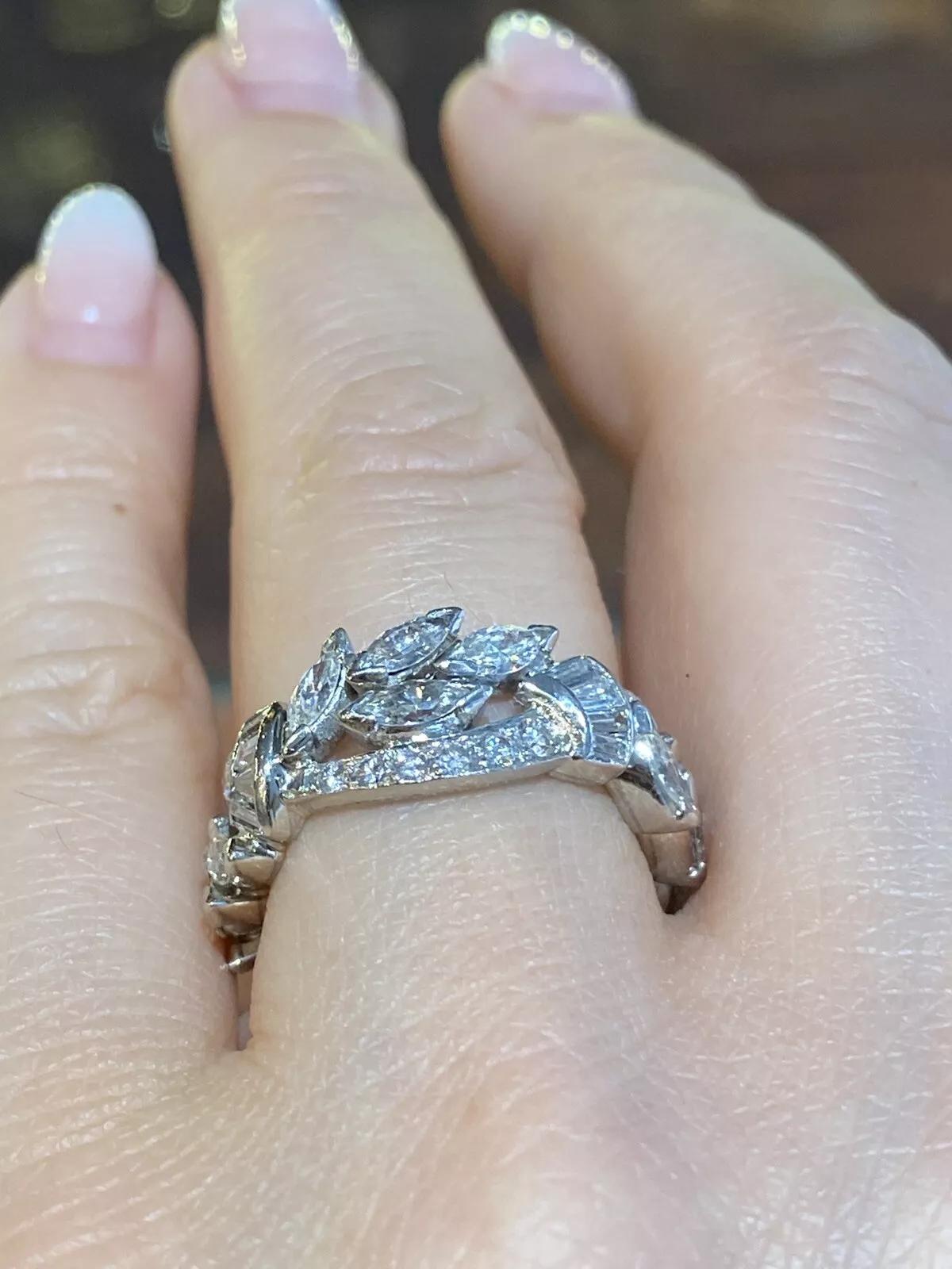 Vintage Wide Diamond Eternity Band 3.00 carat total weight in Platinum Size 6.25 For Sale 4