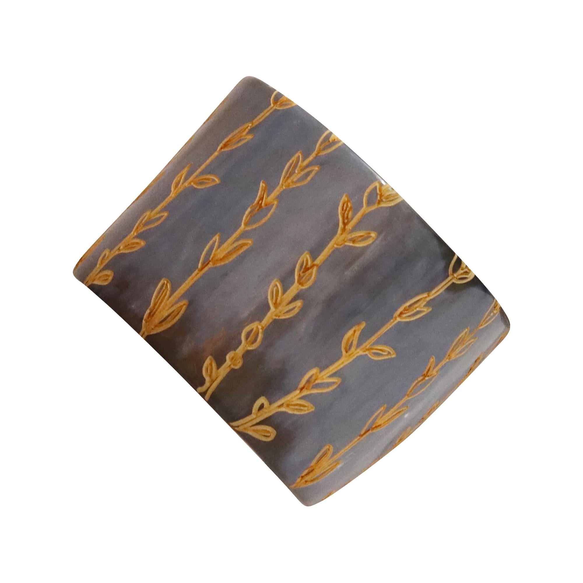 Vintage Wide Grey Resin  With Copper Design Cuff Circa 1990s For Sale 1