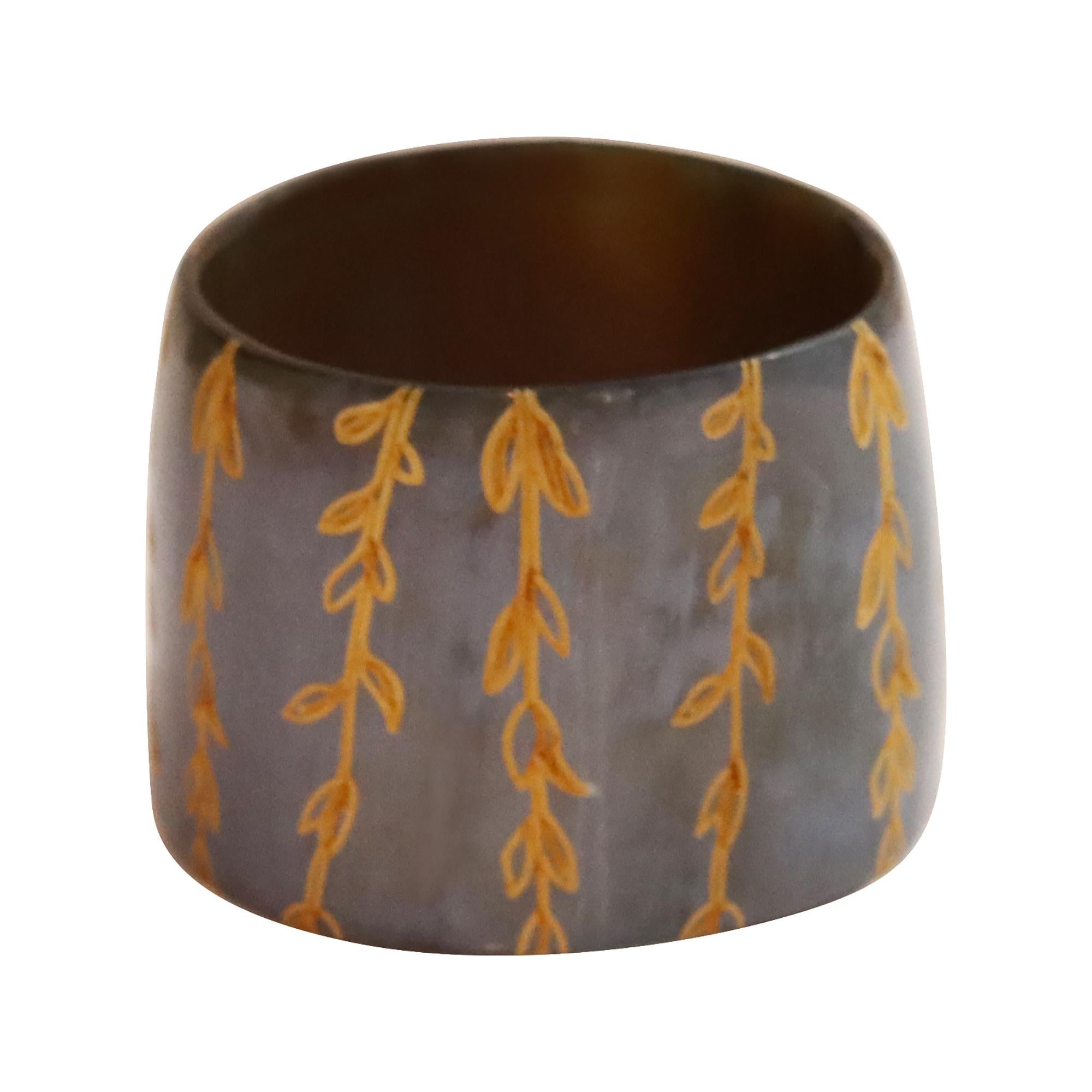 Vintage Wide Grey Resin  With Copper Design Cuff Circa 1990s For Sale 2