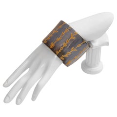 Vintage Wide Grey Resin  With Copper Design Cuff Circa 1990s
