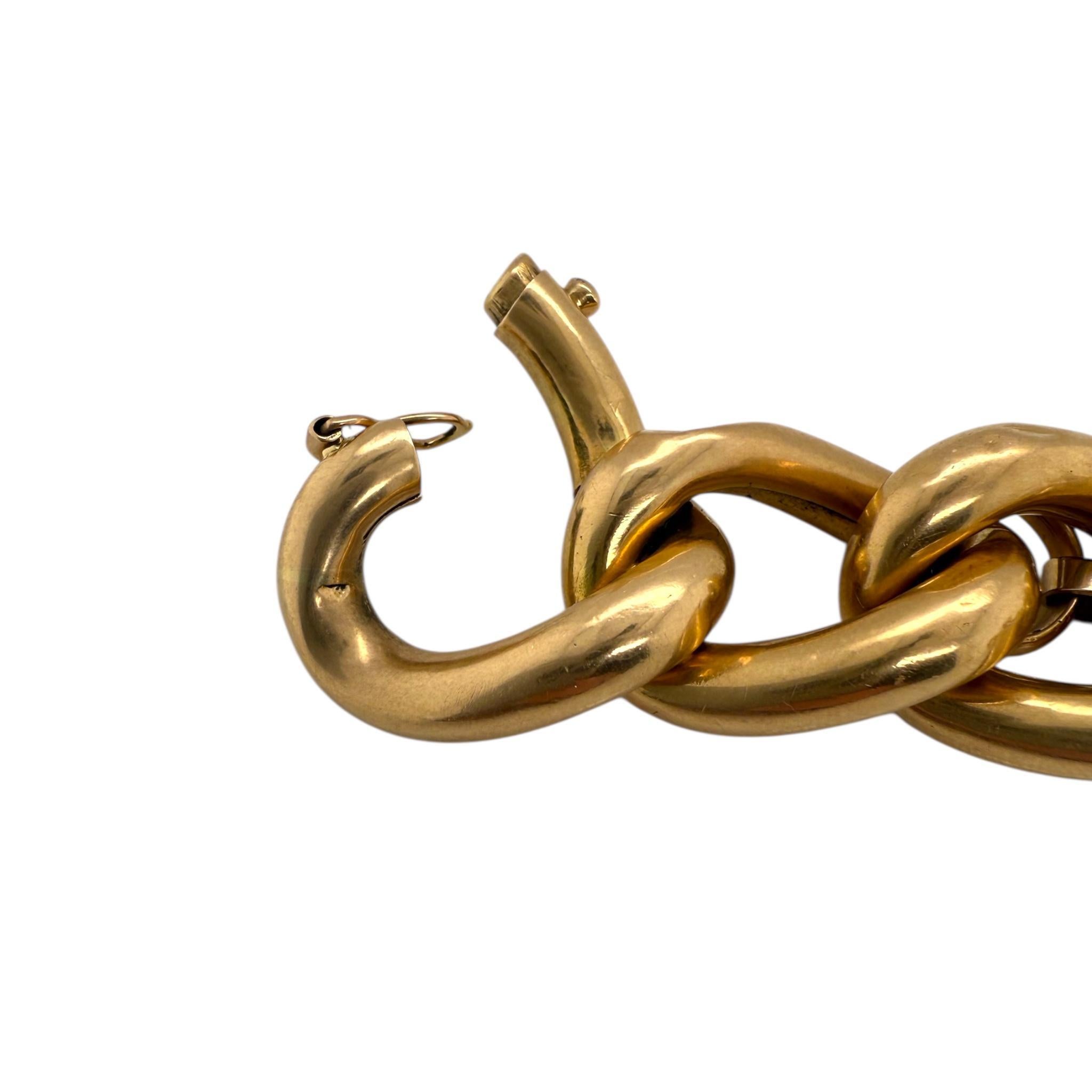 Bracelet Vintage à larges maillons en or jaune 18K en vente 5