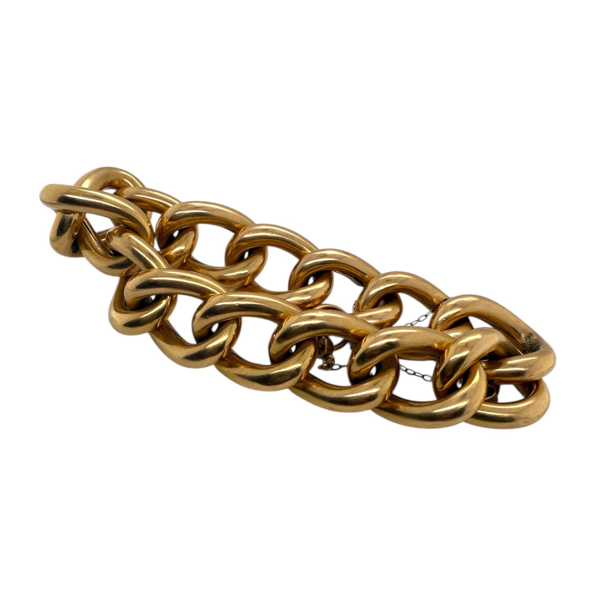 Bracelet Vintage à larges maillons en or jaune 18K en vente 1