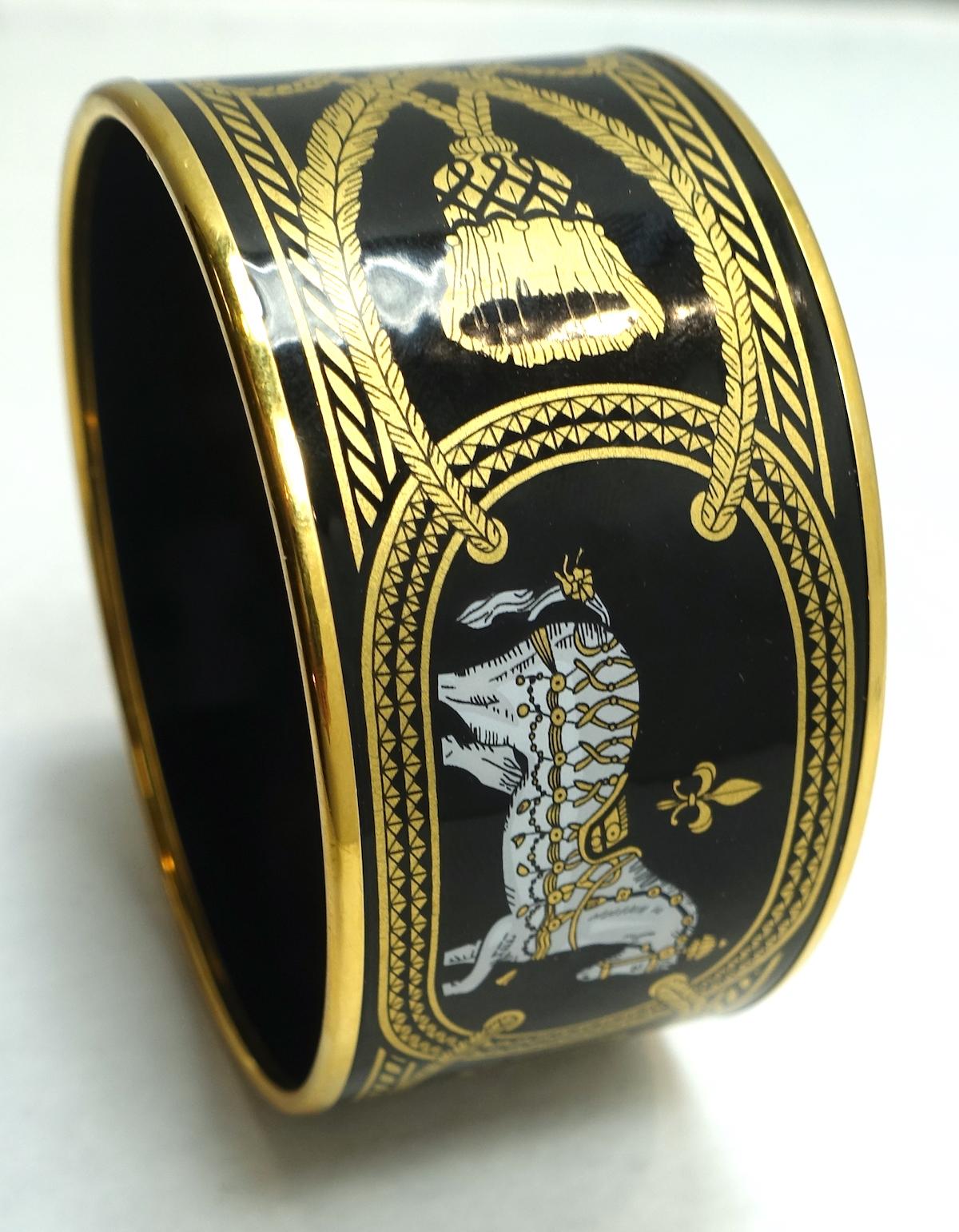 Vintage Wide Signed Hermes Multi-Color Enamel Horse Cuff Bracelet In Good Condition For Sale In New York, NY