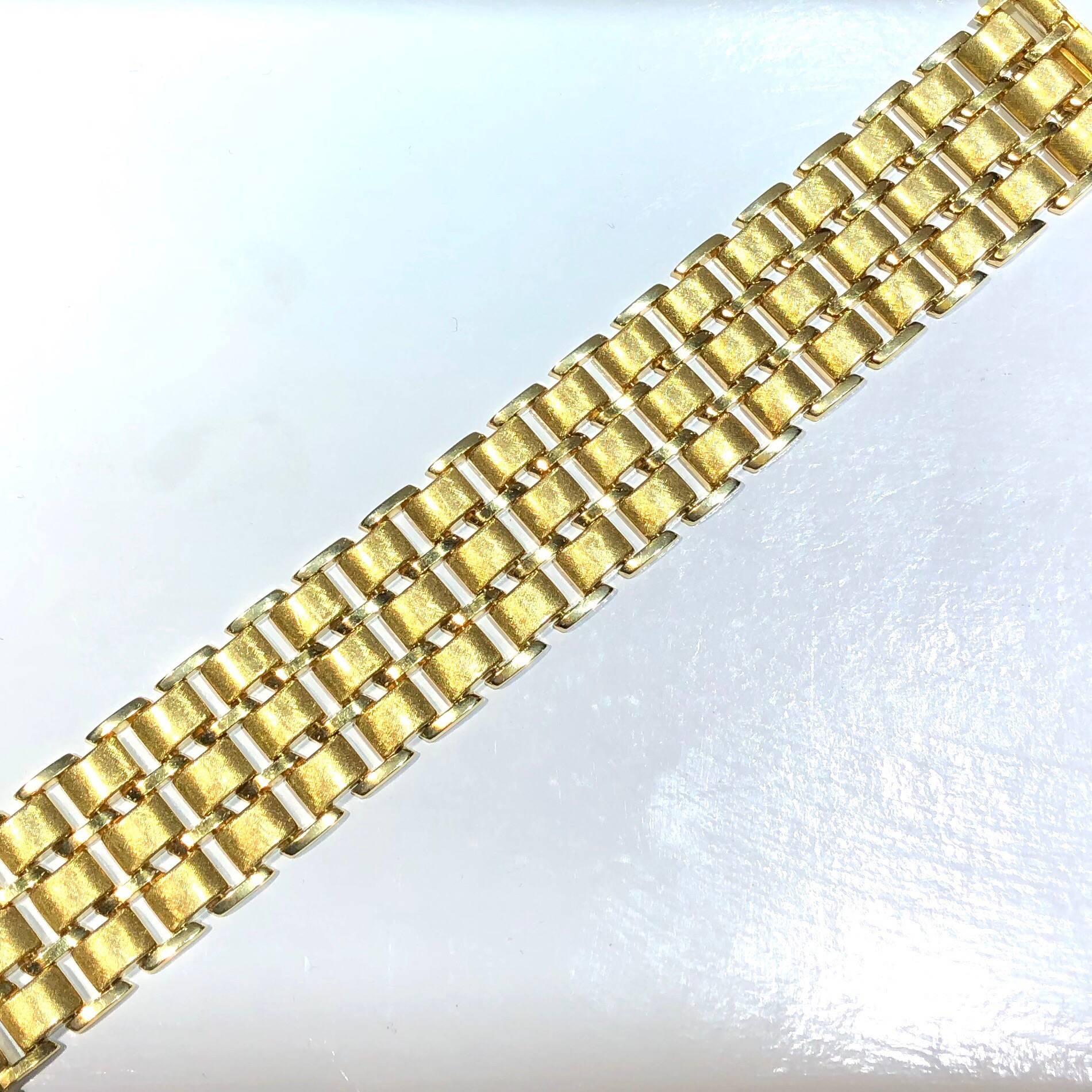 Vintage Wide Yellow Gold Bracelet In Excellent Condition In Agoura Hills, CA