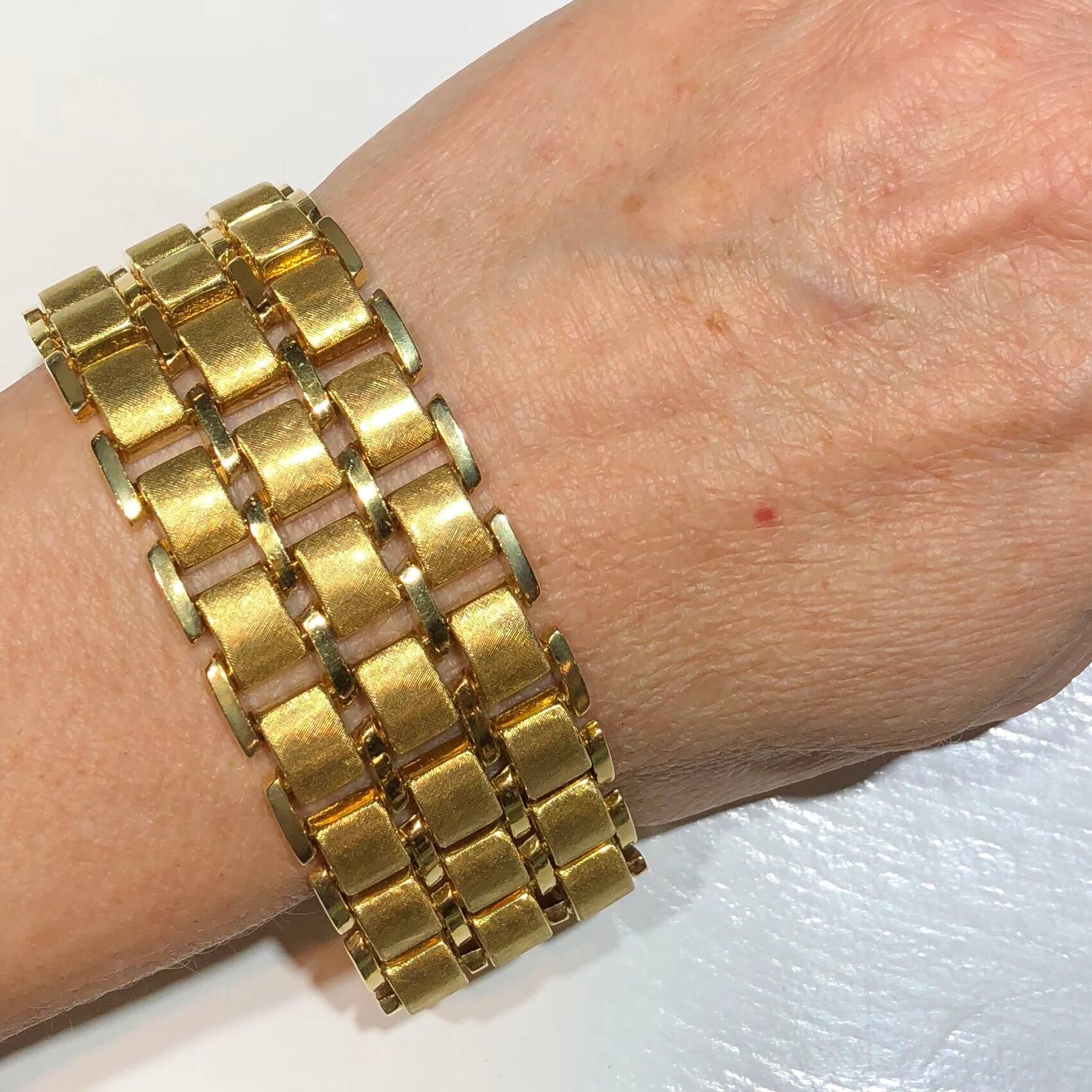 Women's or Men's Vintage Wide Yellow Gold Bracelet