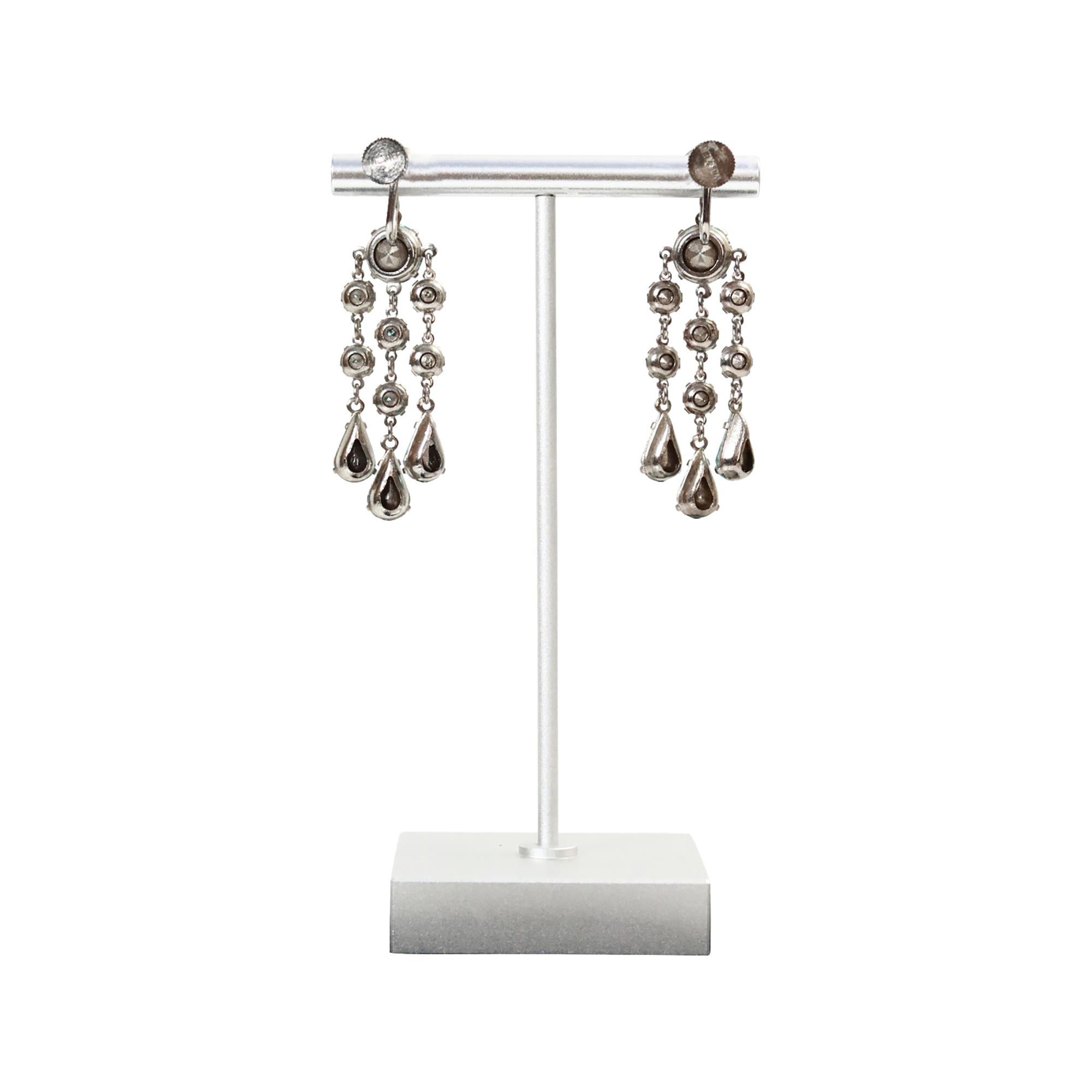 Vintage Wiesner Round and Pear Dangling Earrings circa 1940s For Sale 7