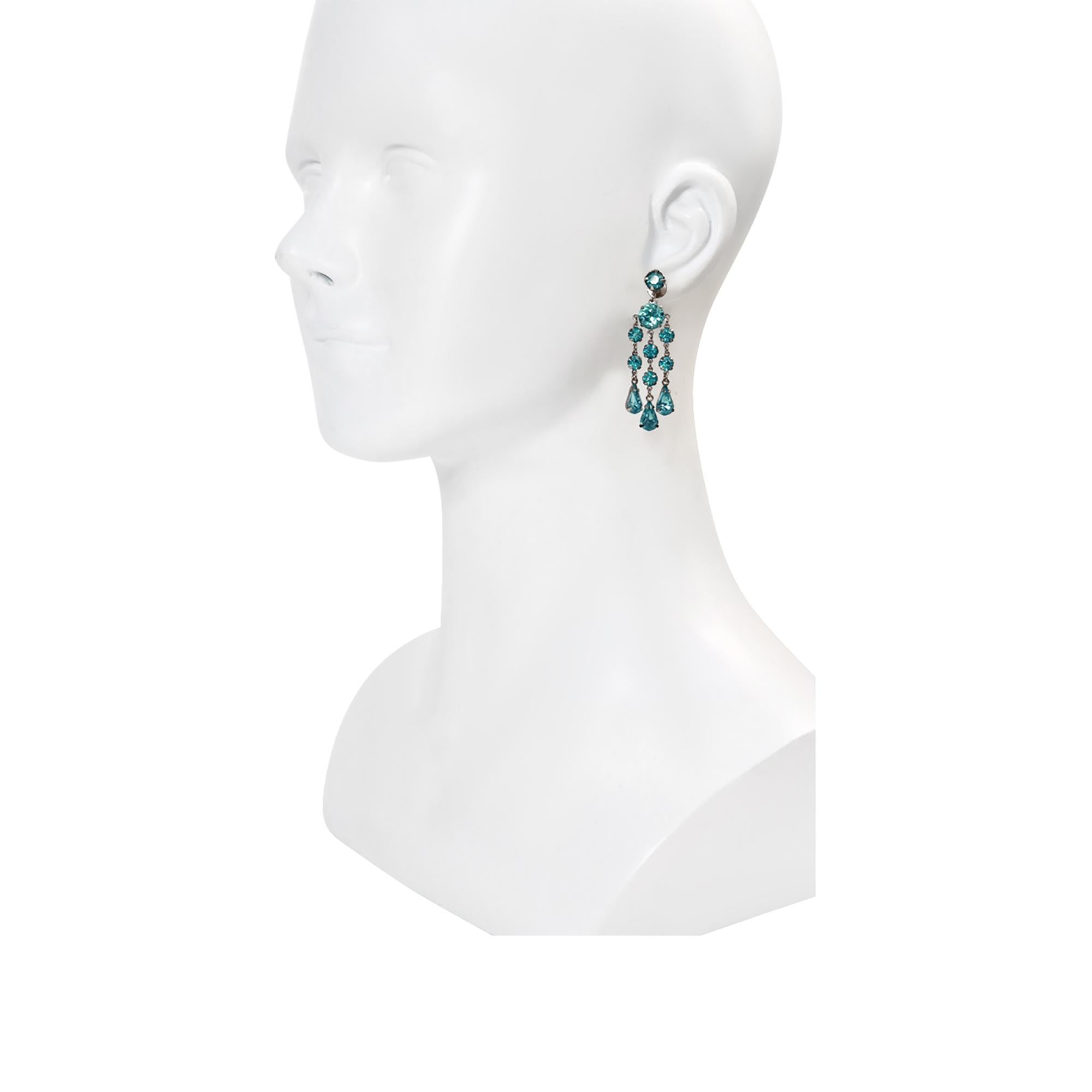 Women's or Men's Vintage Wiesner Round and Pear Dangling Earrings circa 1940s For Sale