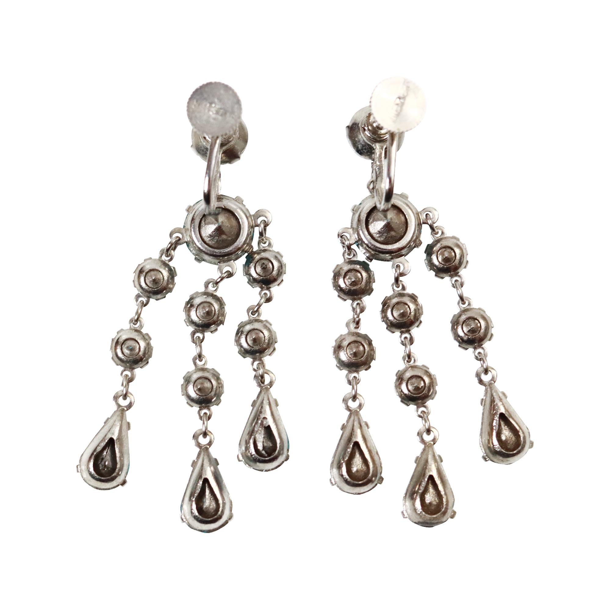 Vintage Wiesner Round and Pear Dangling Earrings circa 1940s For Sale 3