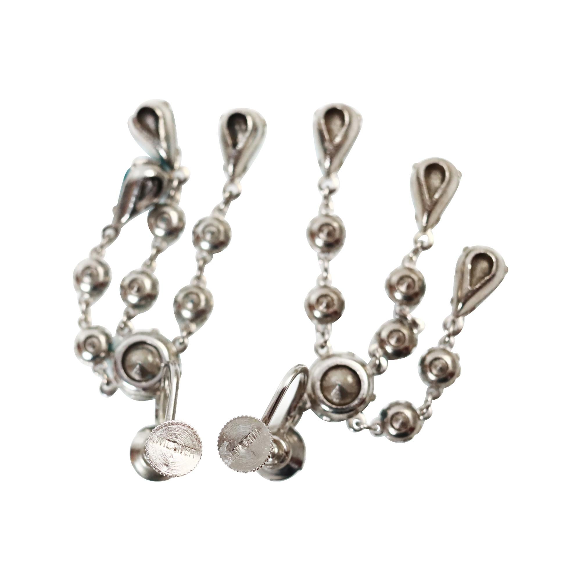 Vintage Wiesner Round and Pear Dangling Earrings circa 1940s For Sale 4