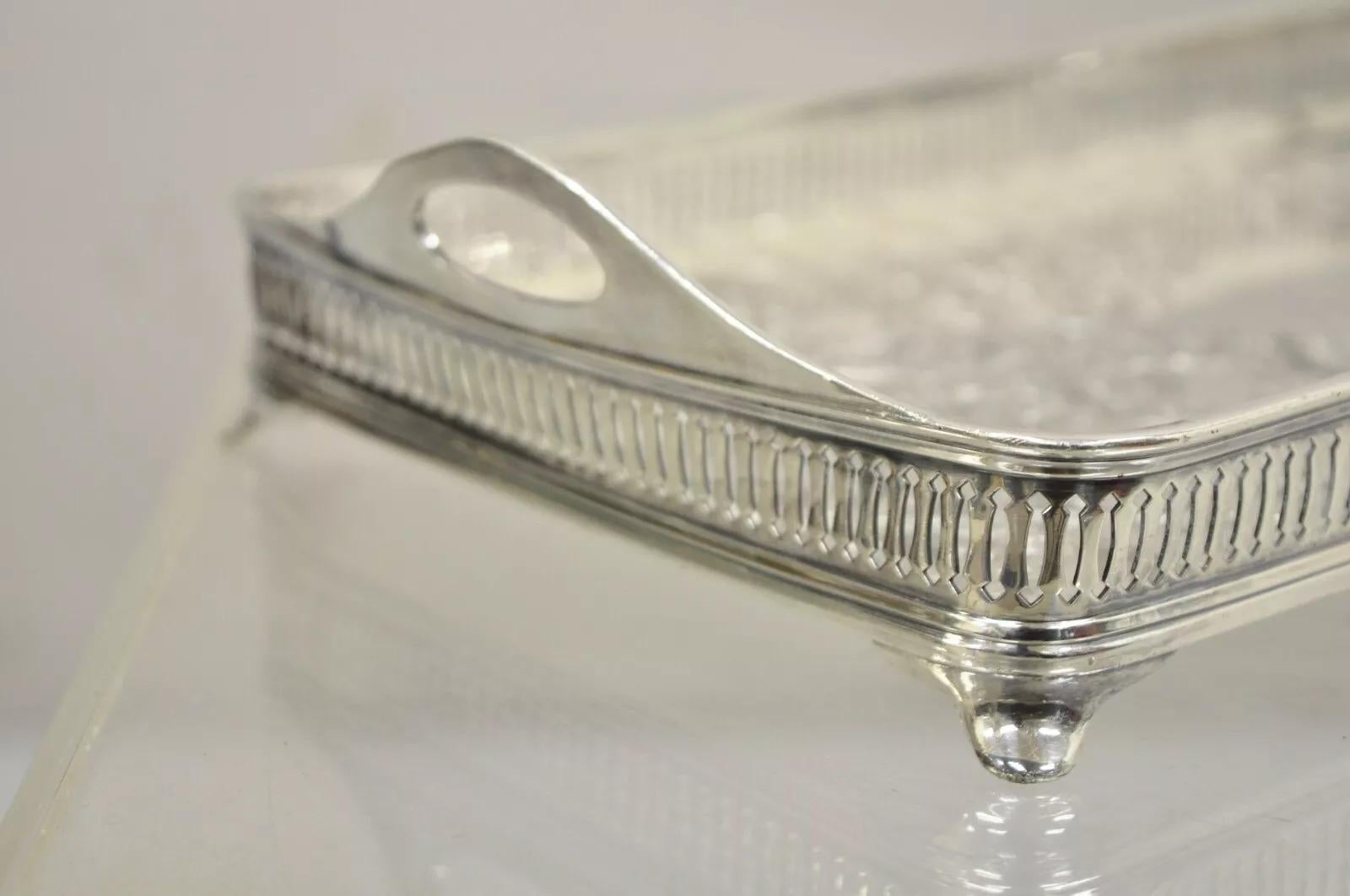 Vintage Wilcox Victorian Floral Engraved Narrow Silver Plated Trinket Dish For Sale 2