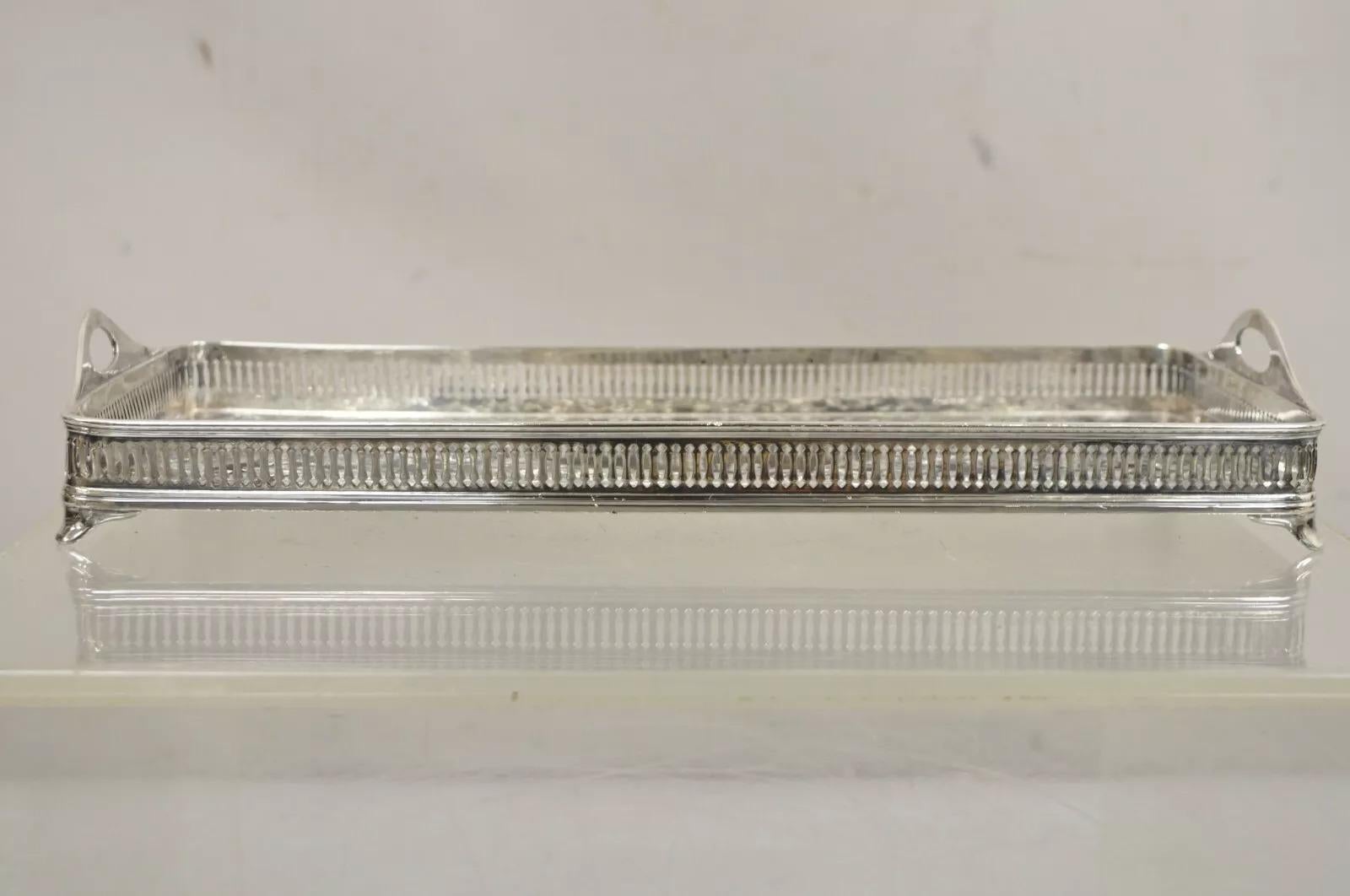 Vintage Wilcox Victorian Floral Engraved Narrow Silver Plated Trinket Dish For Sale 3