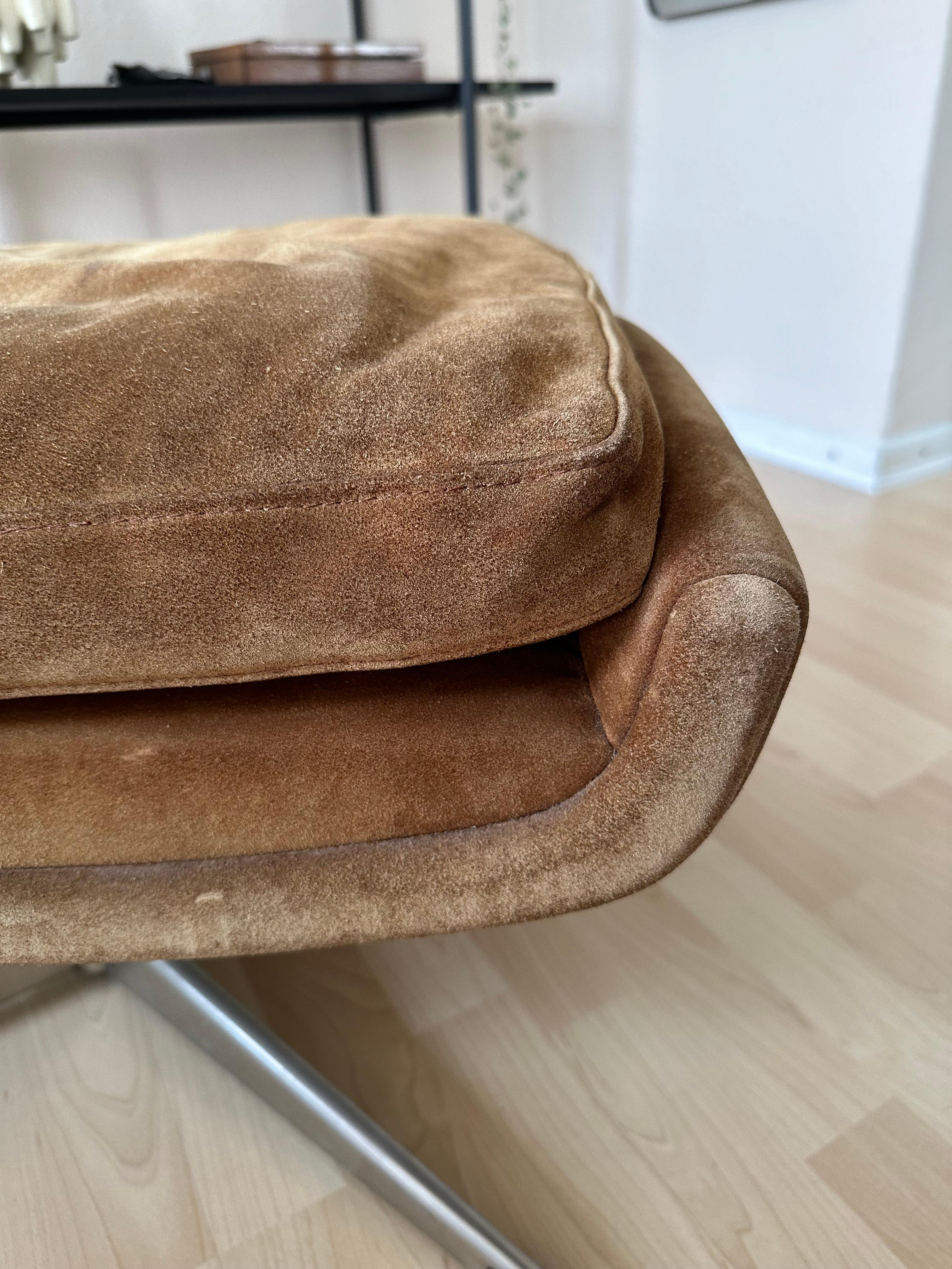 Mid-Century moderno Pouf in pelle selvaggia vintage, design tedesco anni '70 in vendita