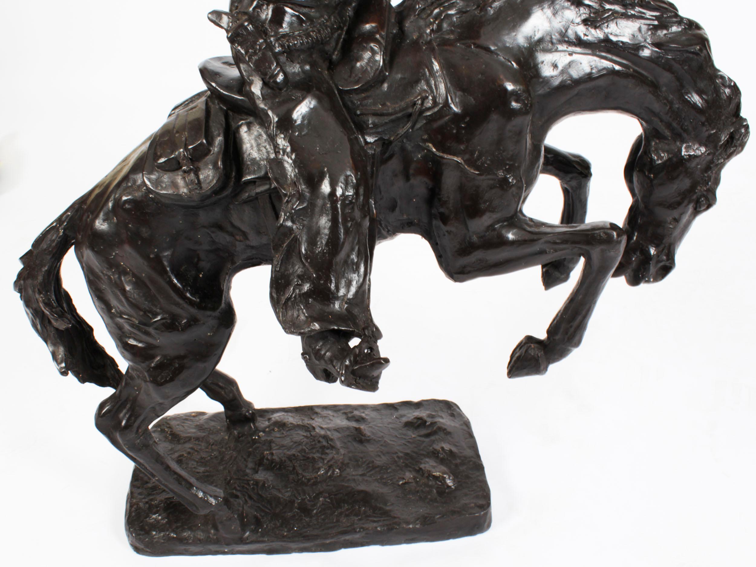 Late 20th Century Vintage Wild West Cowboy After Remington Bronze 20th Century For Sale