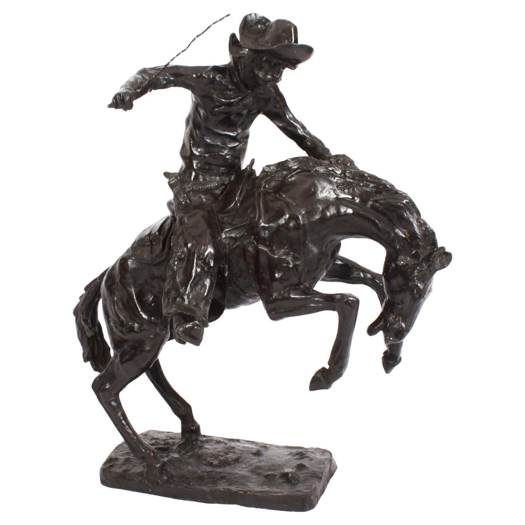 Wilder Wester Cowboy nach Remington, Bronze, 20. Jahrhundert