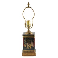 Vintage Wildwood Chinoiserie English Tea Tin Table Lamp, Artemis Studios Shade