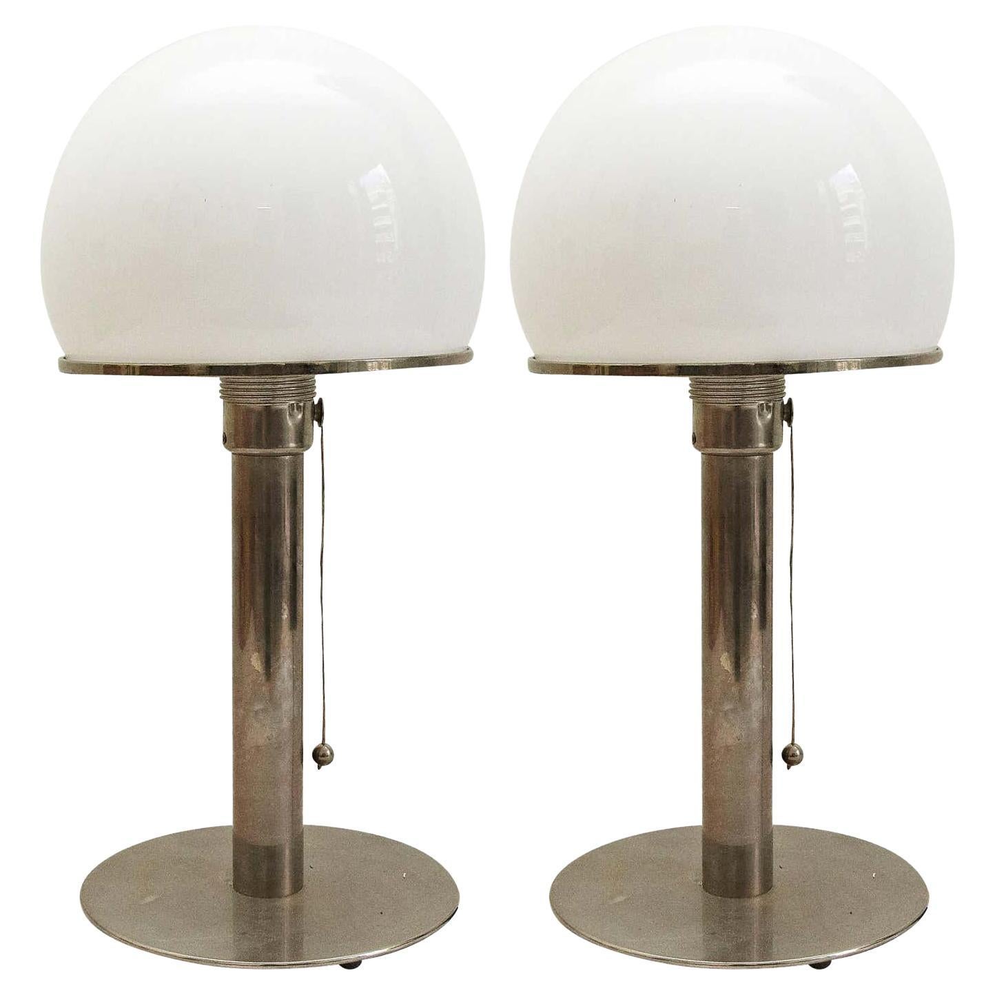 Chrome and Glass Bauhaus Table Lamp by Wilhelm Wagenfeld For Sale at