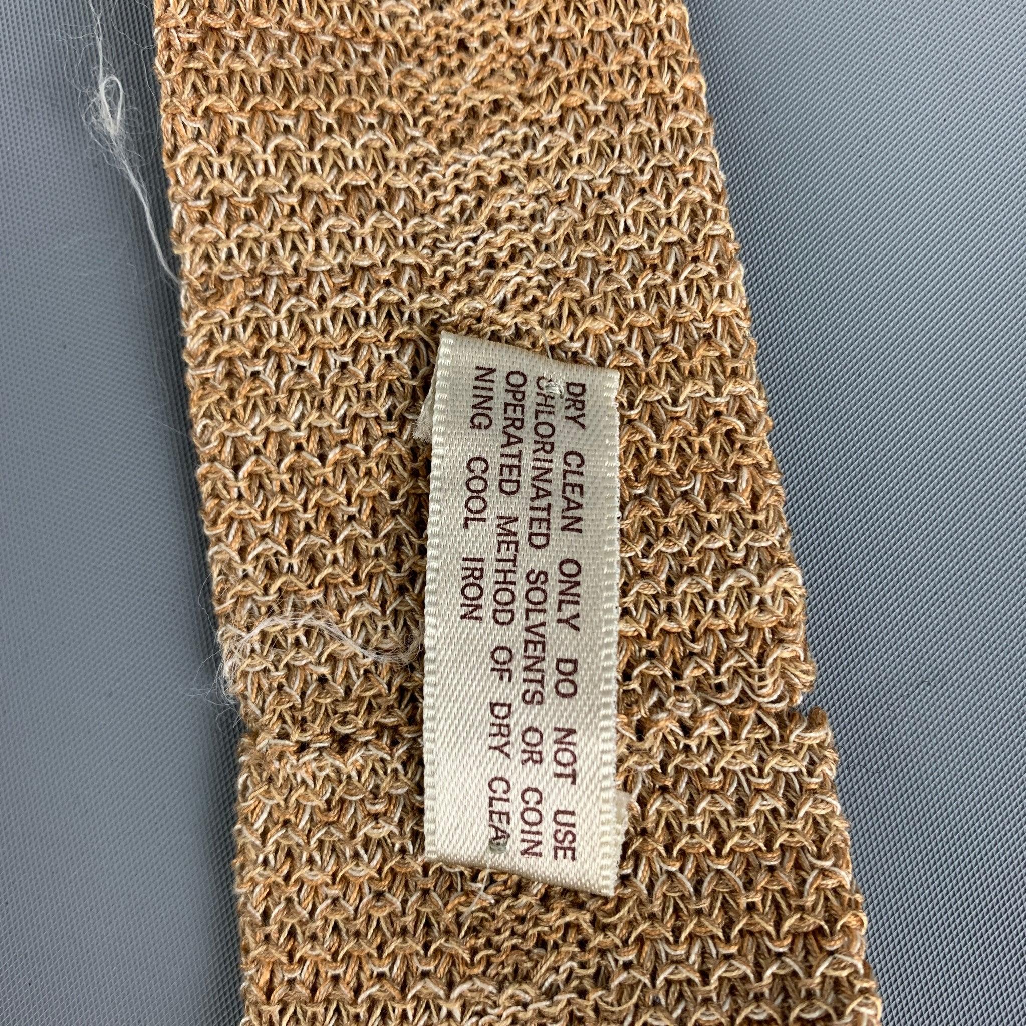 Vintage WILKES BASHFORD Khaki Knitted Silk Tie In Good Condition For Sale In San Francisco, CA