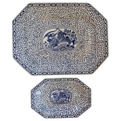 Vintage William Adams & Sons Staffordshire Pottery Dishes “Chinese Bird” Pair