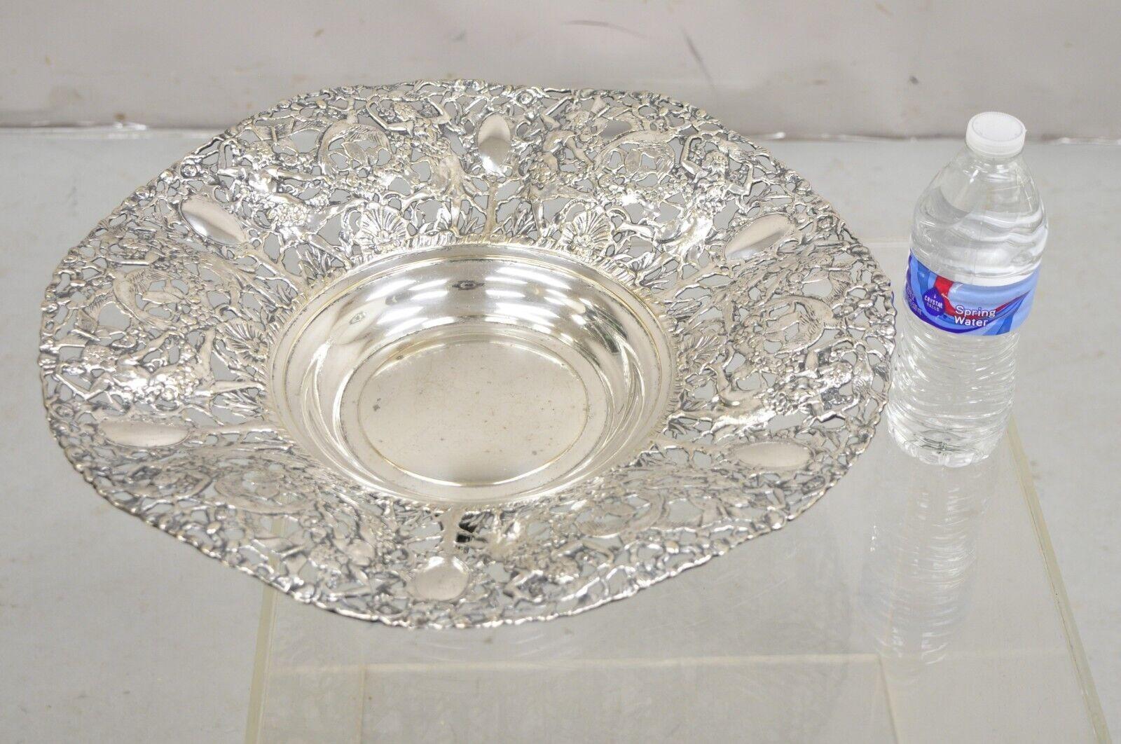 Vintage William Adams WA Spain Silver Plated Figural Repousse Large Fruit Bowl For Sale 5