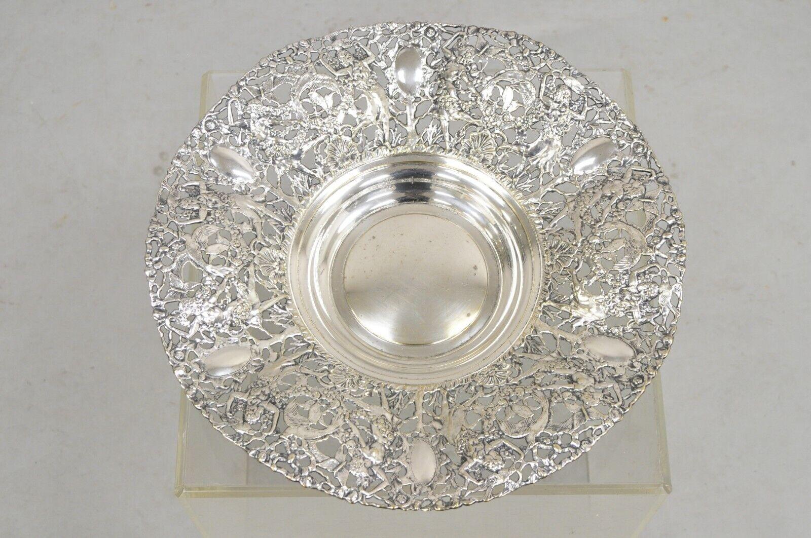 Vintage William Adams WA Spain Silver Plated Figural Repousse Large Fruit Bowl For Sale 7