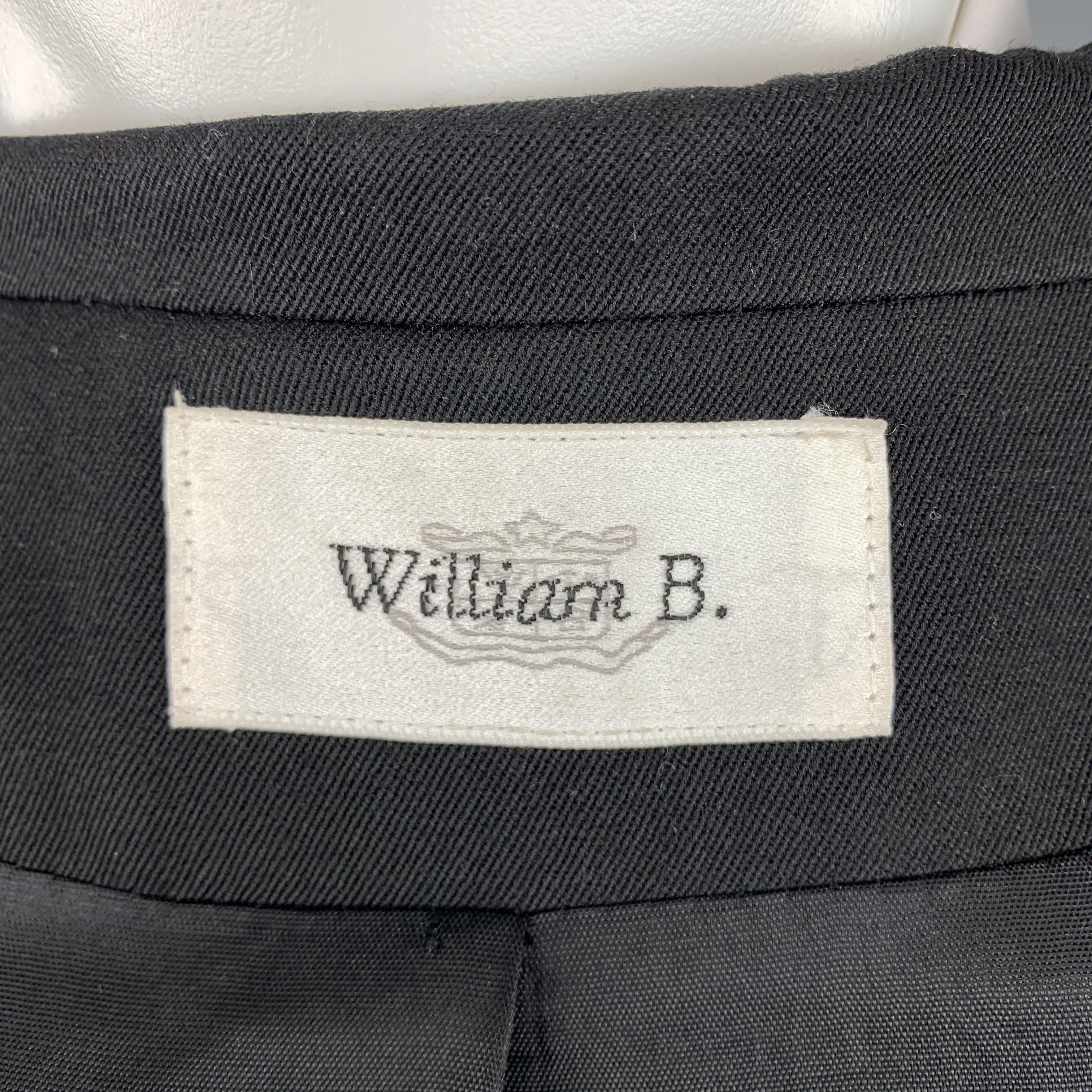 Vintage WILLIAM B Size 40 Black Wool Vinyl Stripe 3 Snap Suit 2