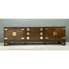 Vintage William Doezema for Mastercraft Burl Wood Medallion Credenza