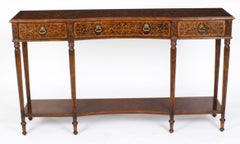 Vintage William & Mary Revival Walnut Marquetry Console Table 20th C
