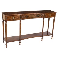 Vintage William & Mary Revival Walnut Marquetry Console Table 20th C