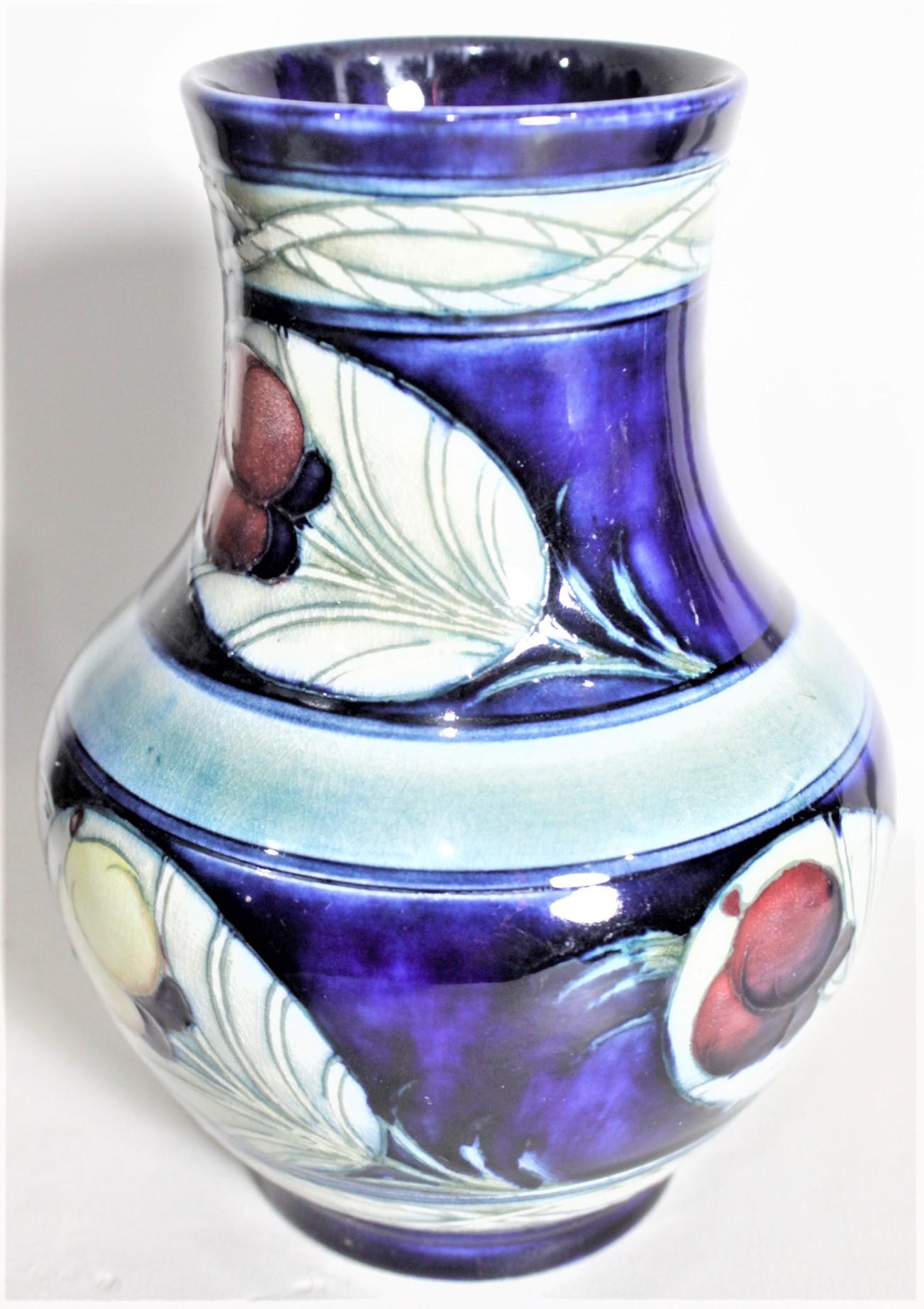 Art Deco Vintage William Moorcroft 'Banded Wisteria' Patterned Art Pottery Vase For Sale