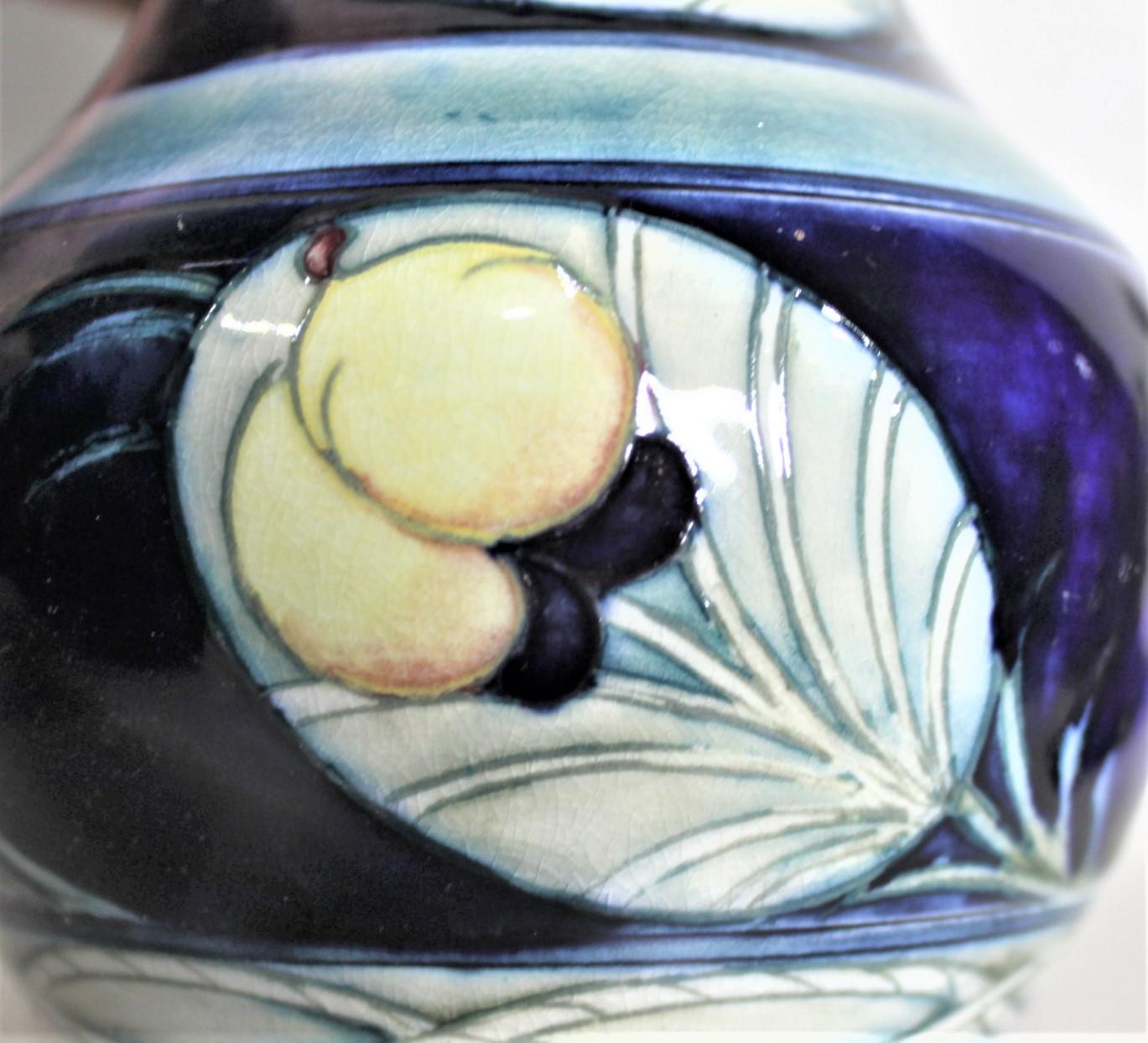English Vintage William Moorcroft 'Banded Wisteria' Patterned Art Pottery Vase For Sale